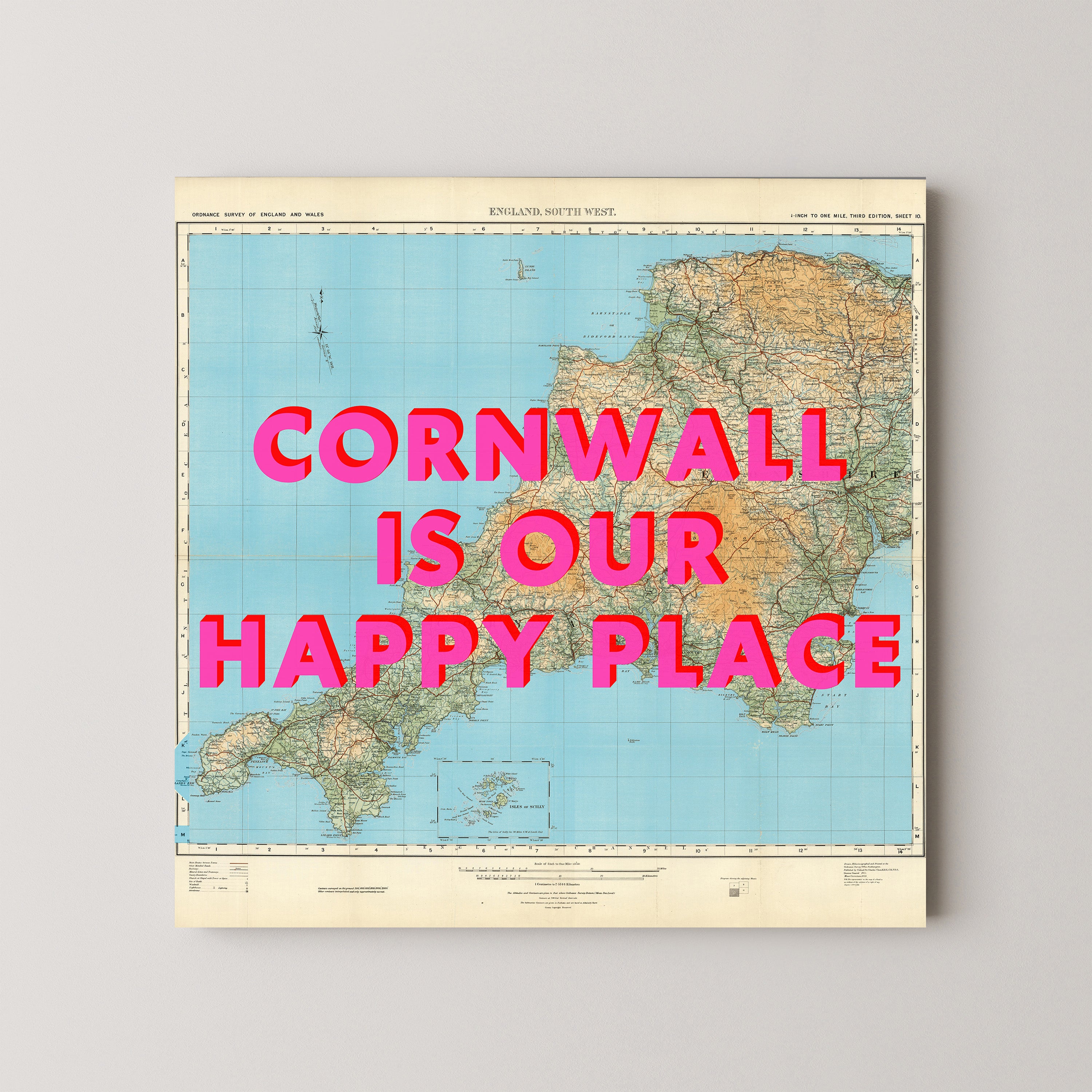 Cornwall Pop Art Map Print (square)