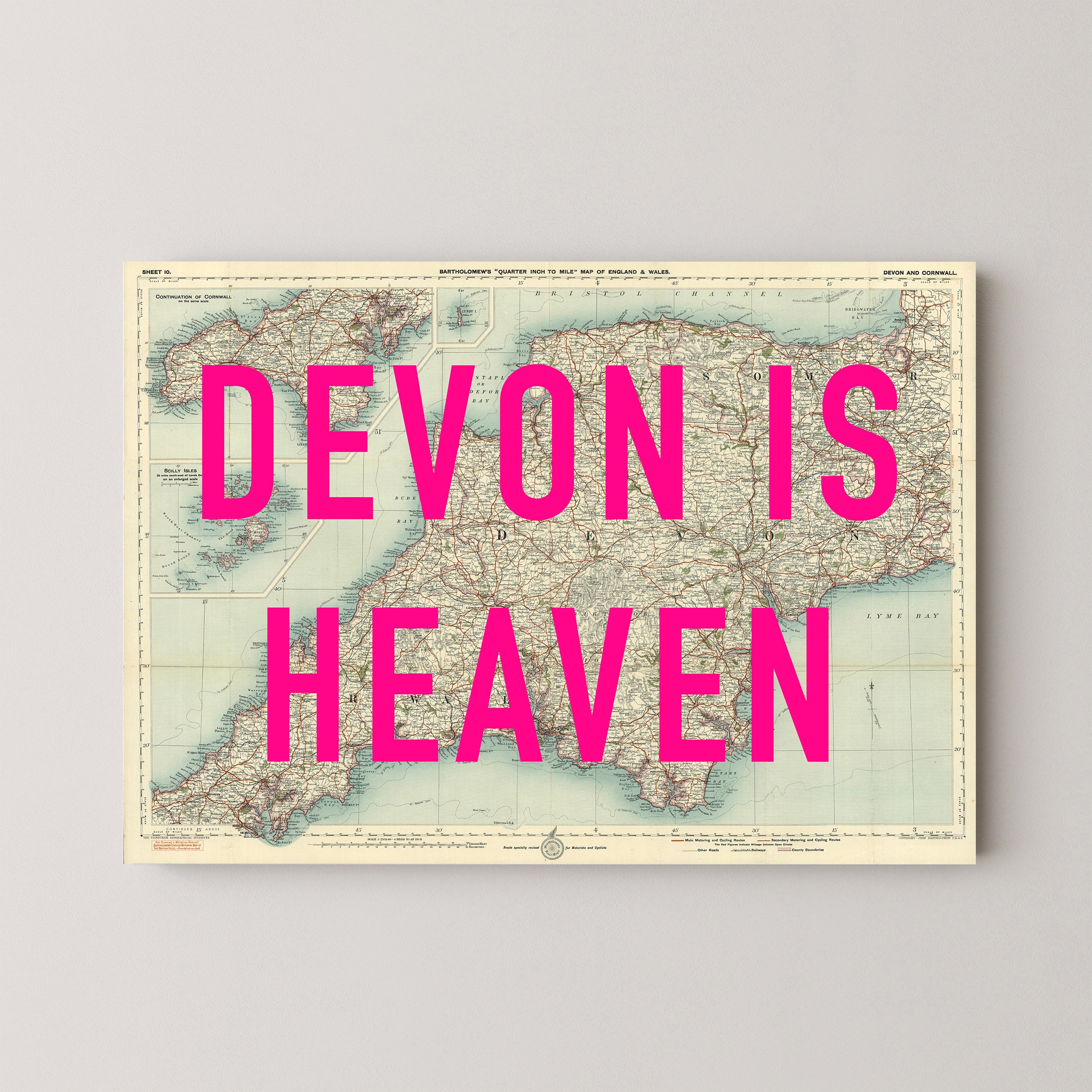 Devon Pop Art Map Print (landscape)