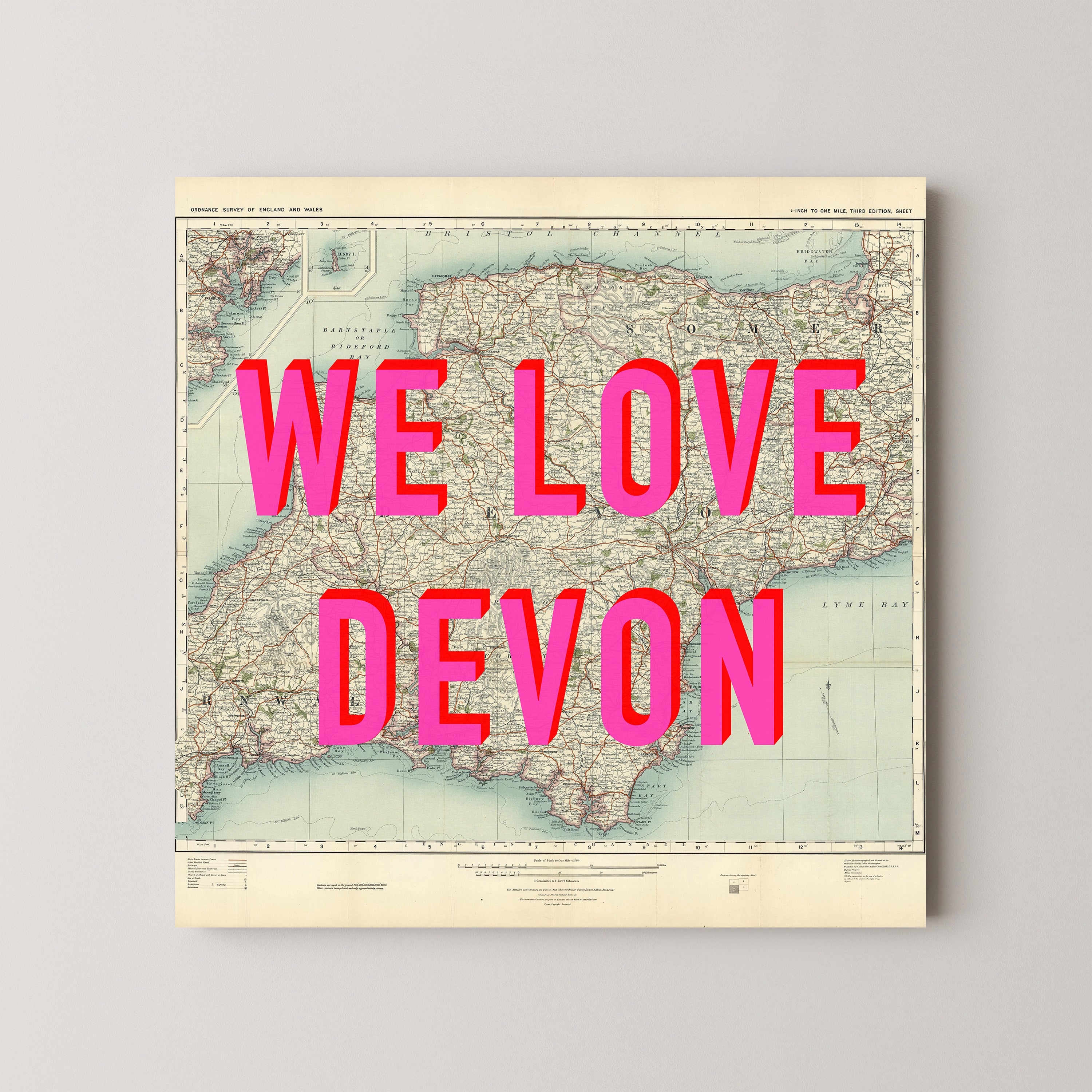 Devon Pop Art Map Print (square)