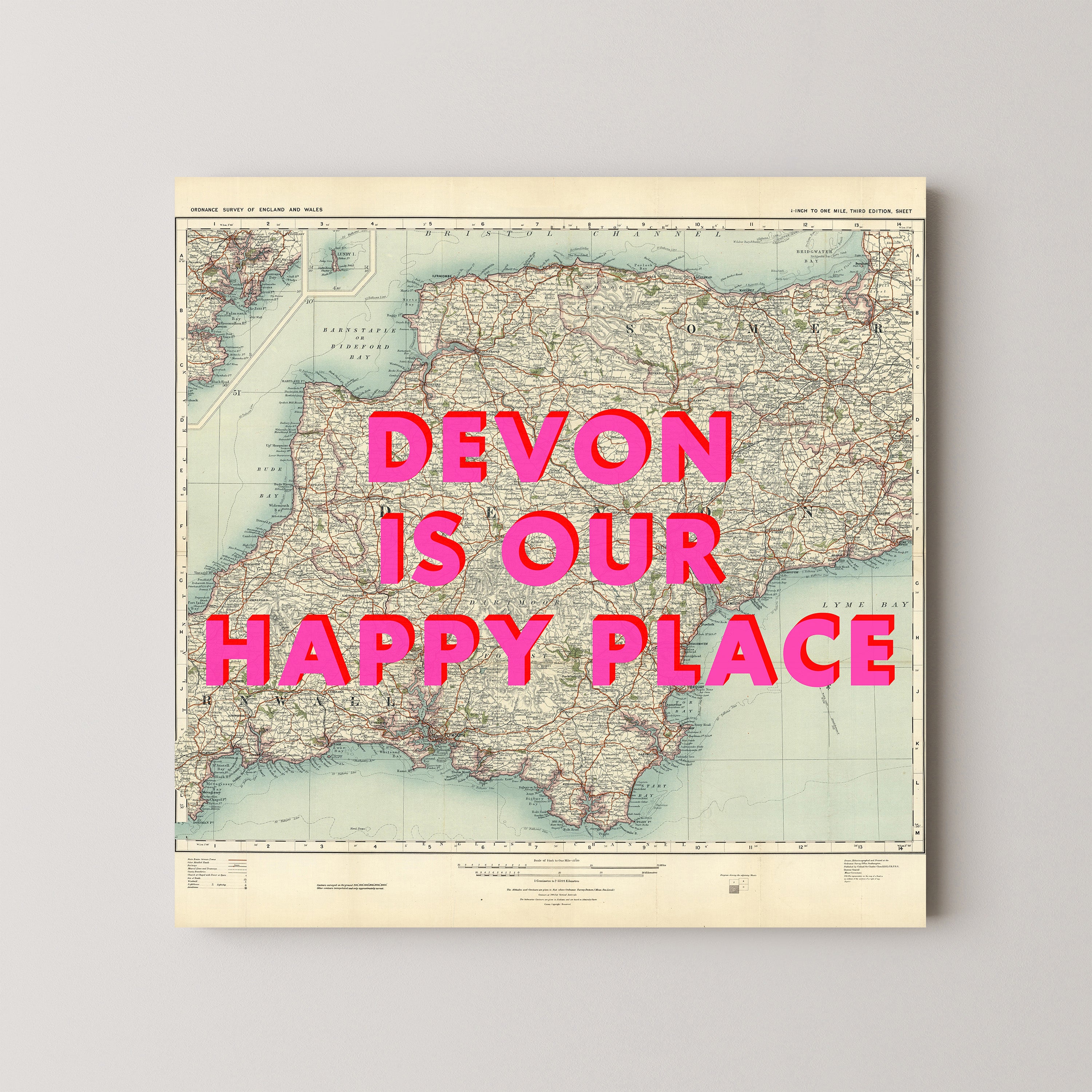 Devon Pop Art Map Print (square)