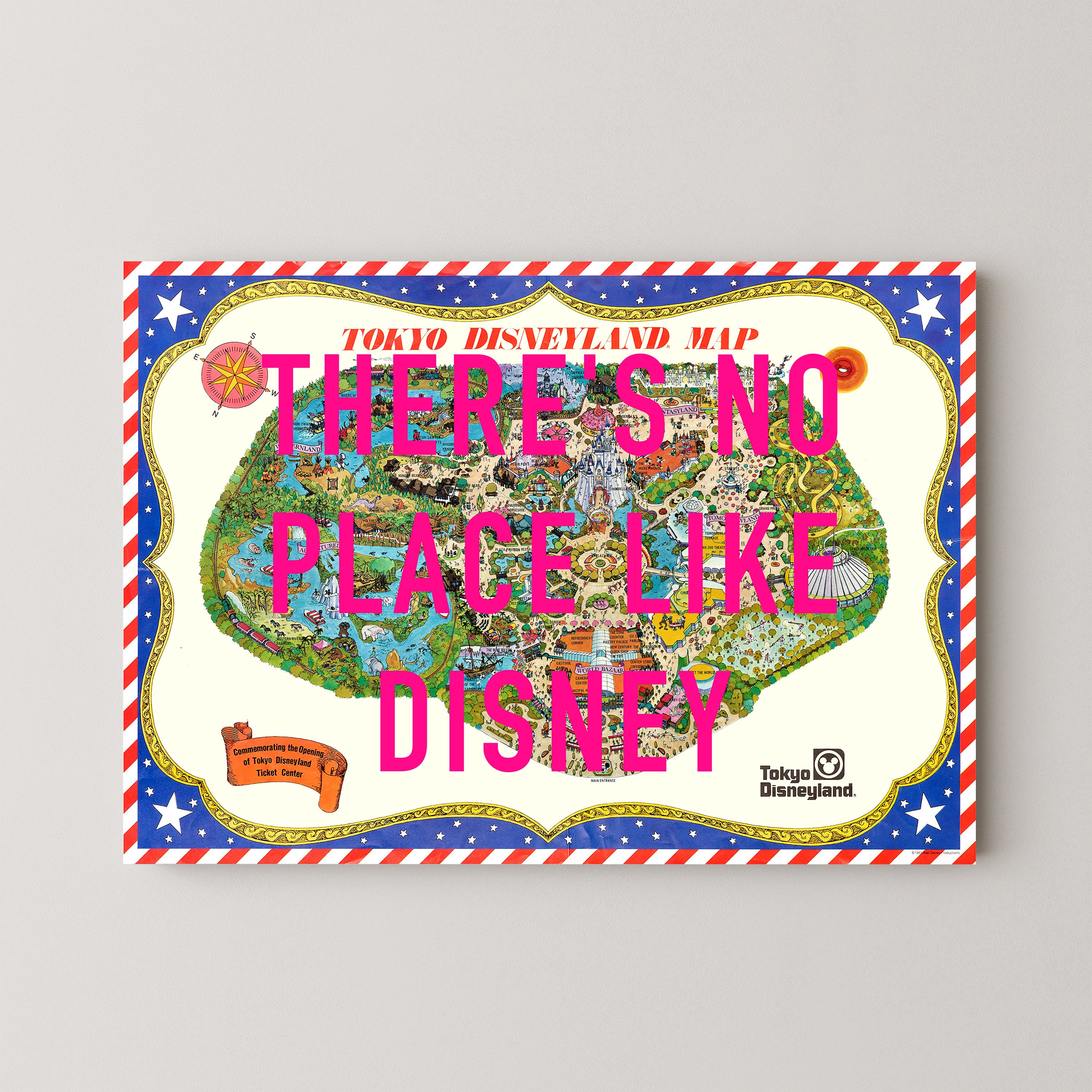 Disneyland Tokyo Theme Park Pop Art Map Print (landscape)