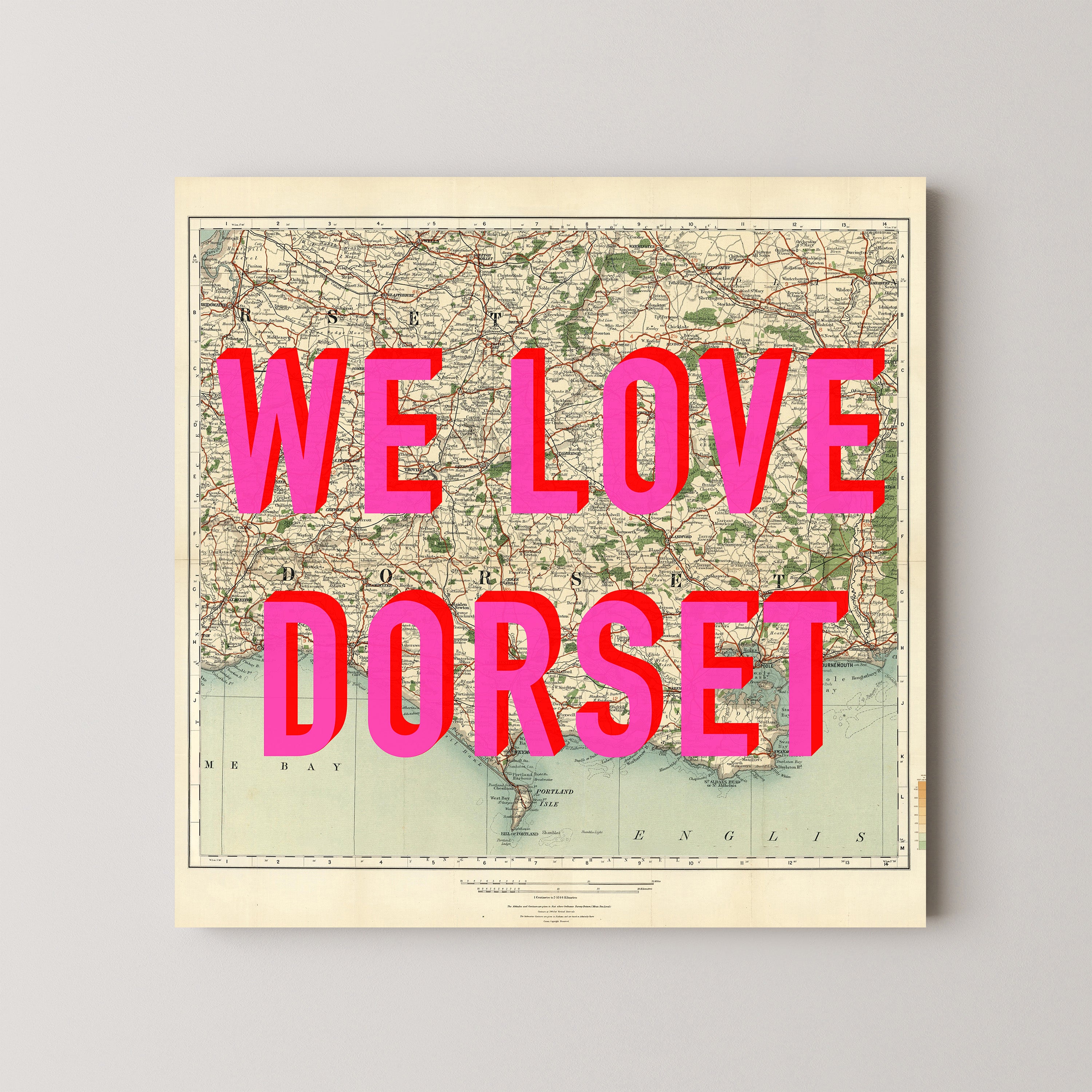 Dorset Pop Art Map Print (square)