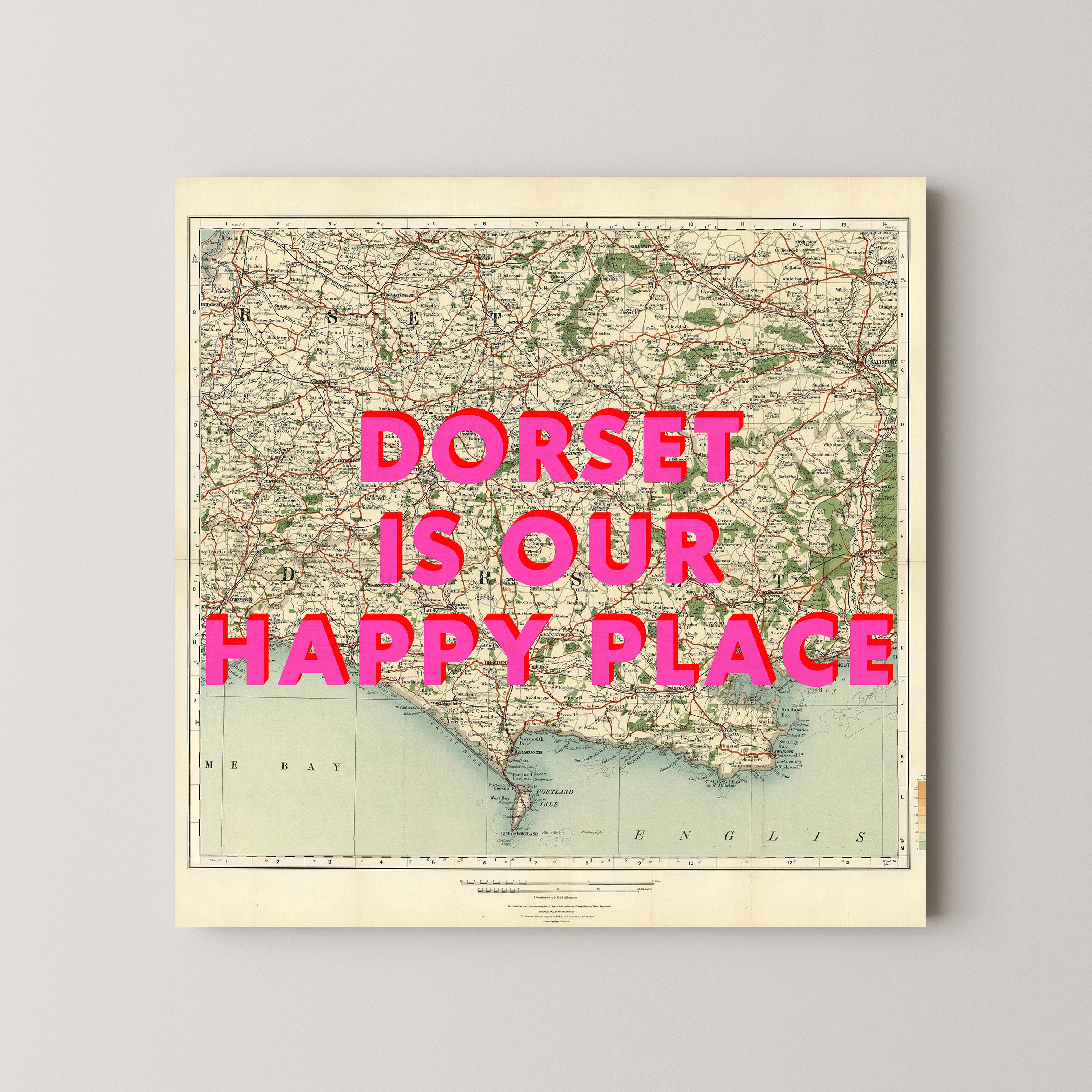 Dorset Pop Art Map Print (square)
