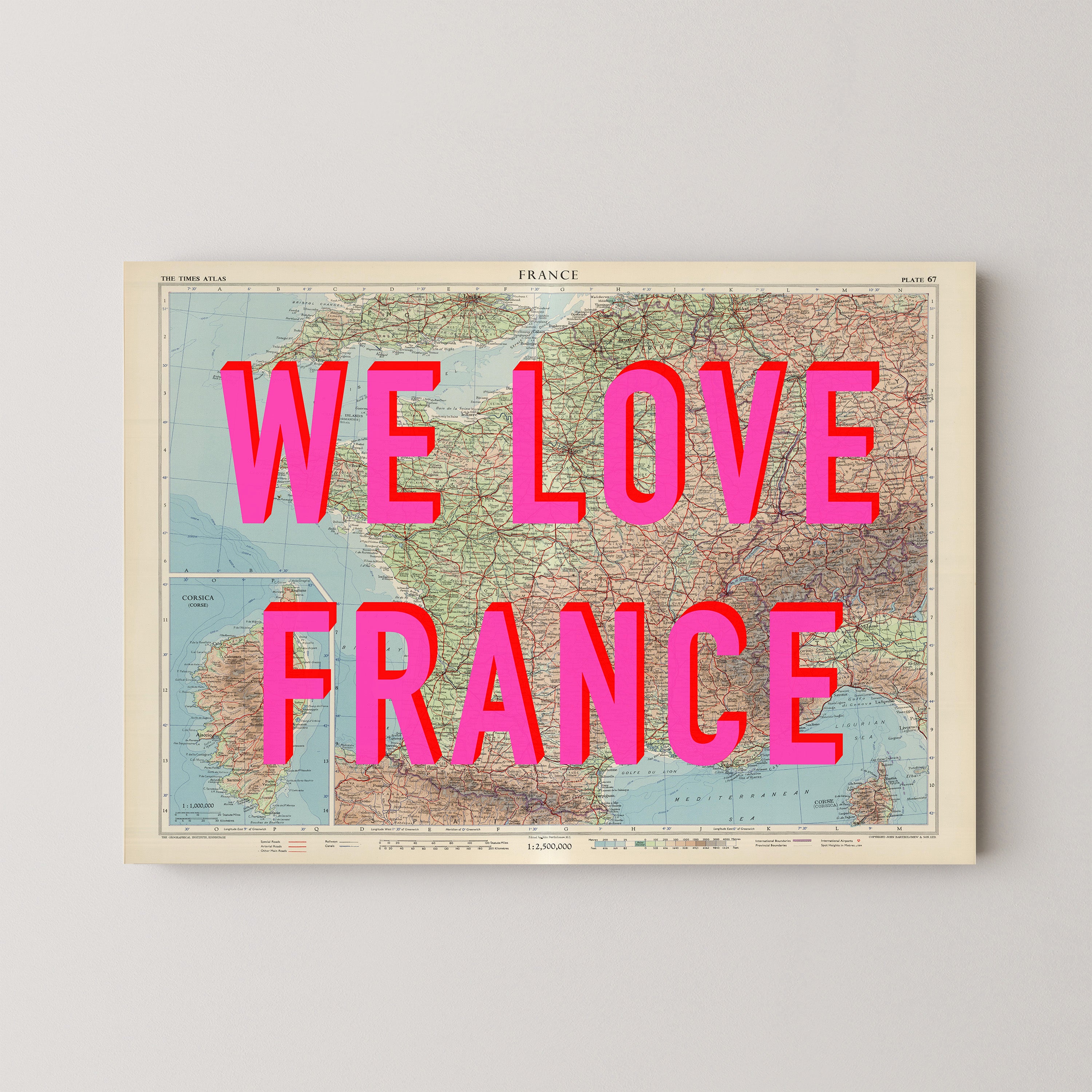 France Pop Art Map Print (landscape)