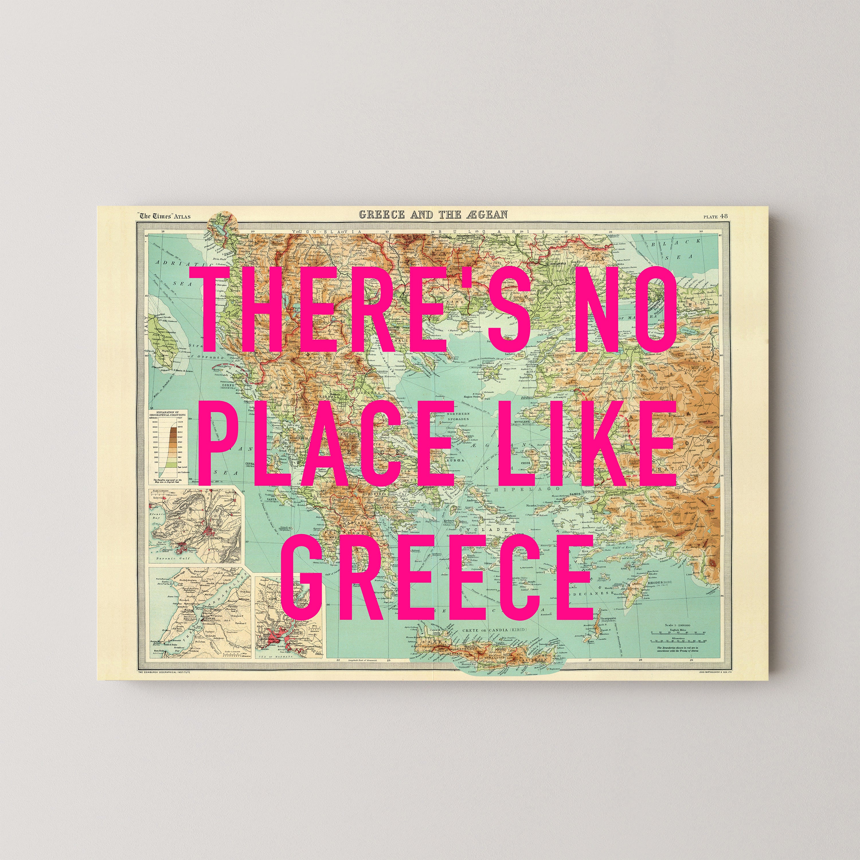 Greece Pop Art Map Print (landscape)