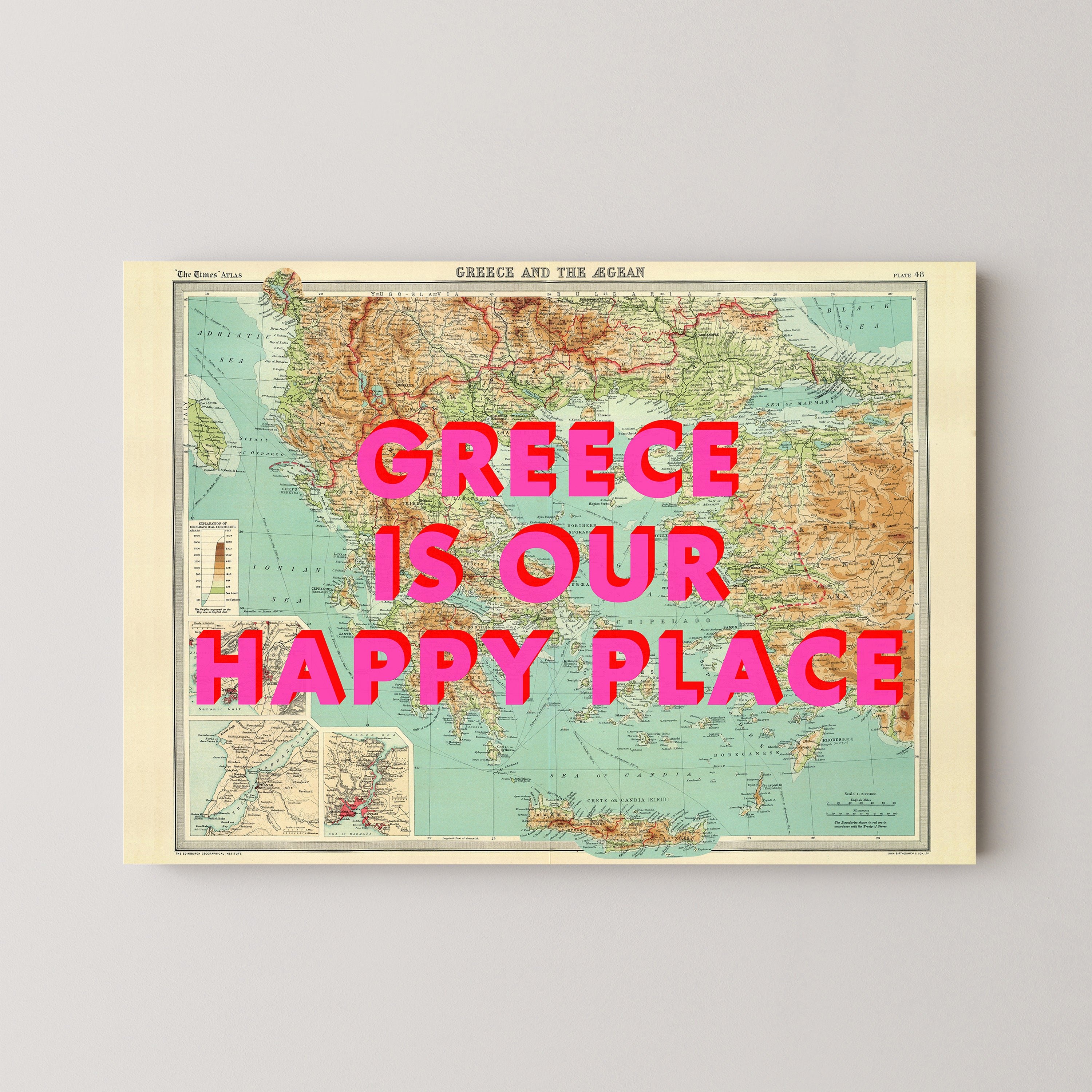 Greece Pop Art Map Print (landscape)