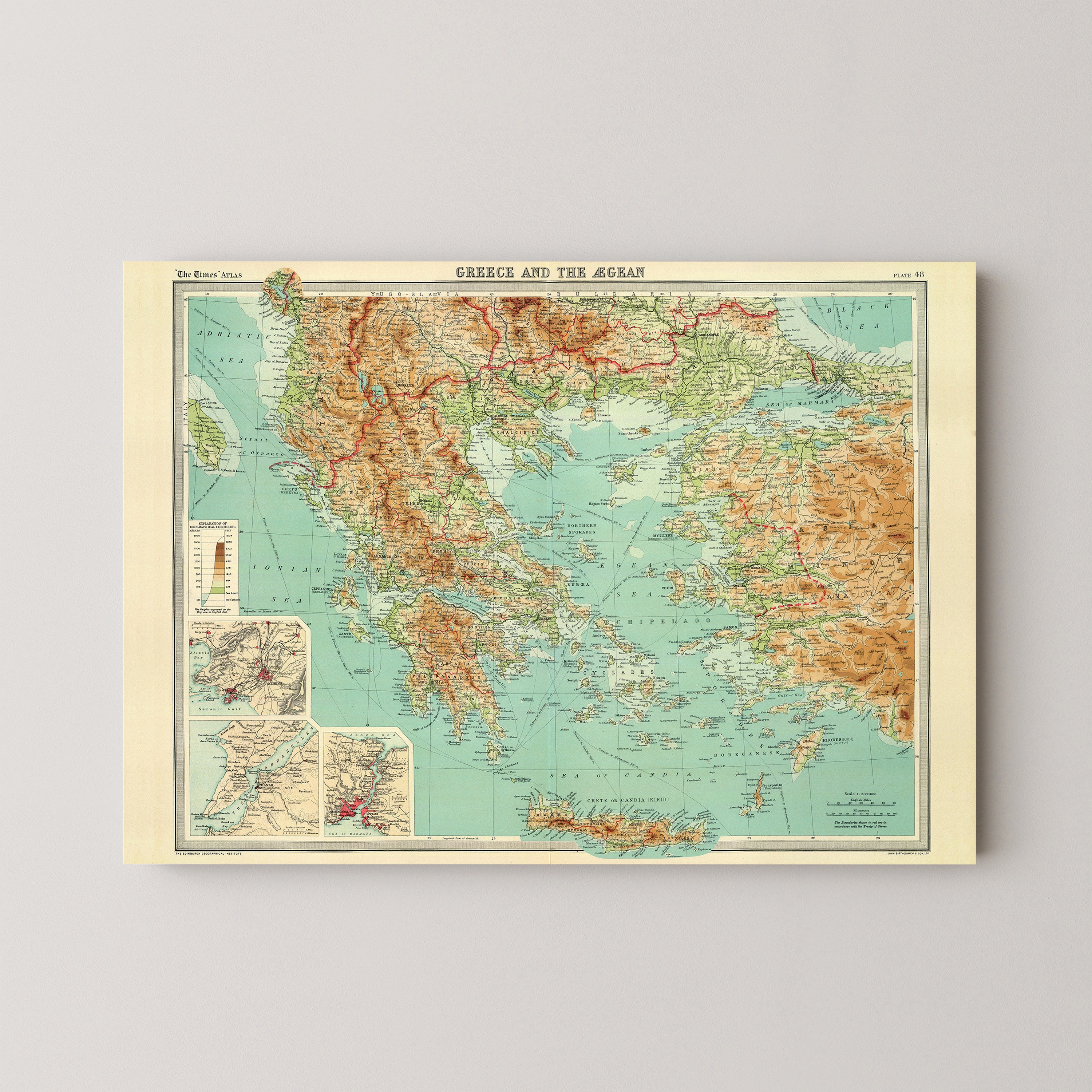 Greece Pop Art Map Print (landscape)