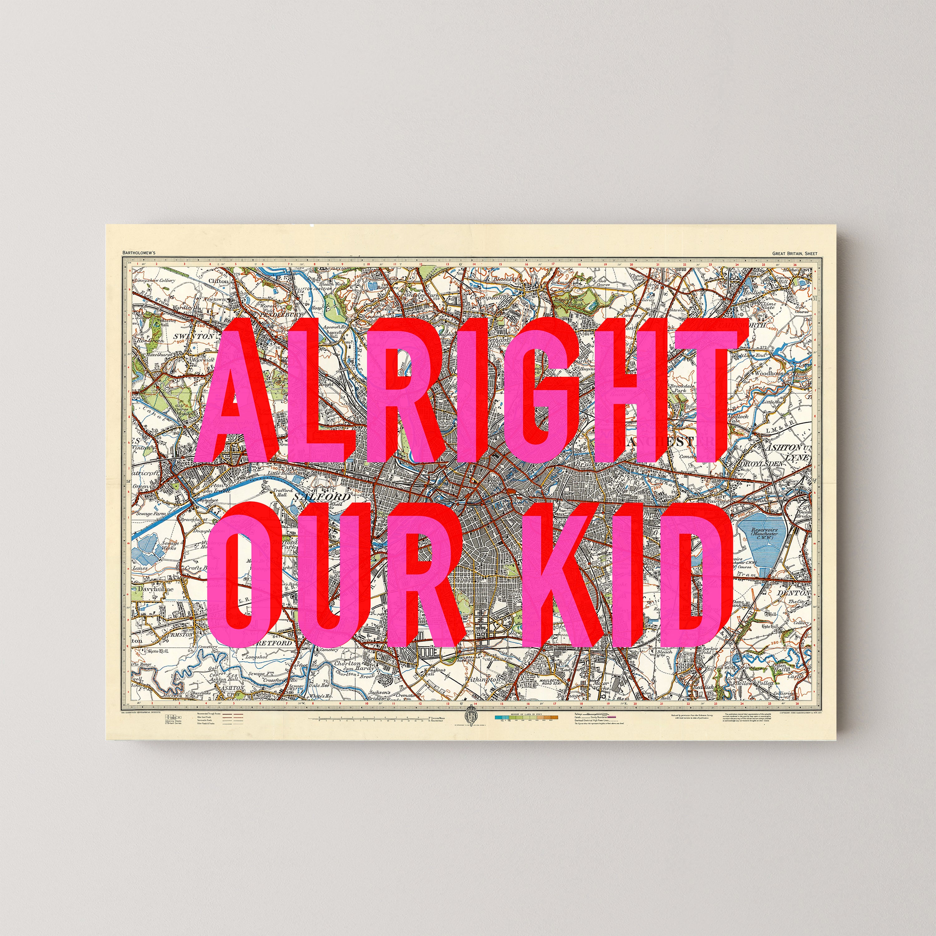 Manchester Pop Art Map Print (landscape)