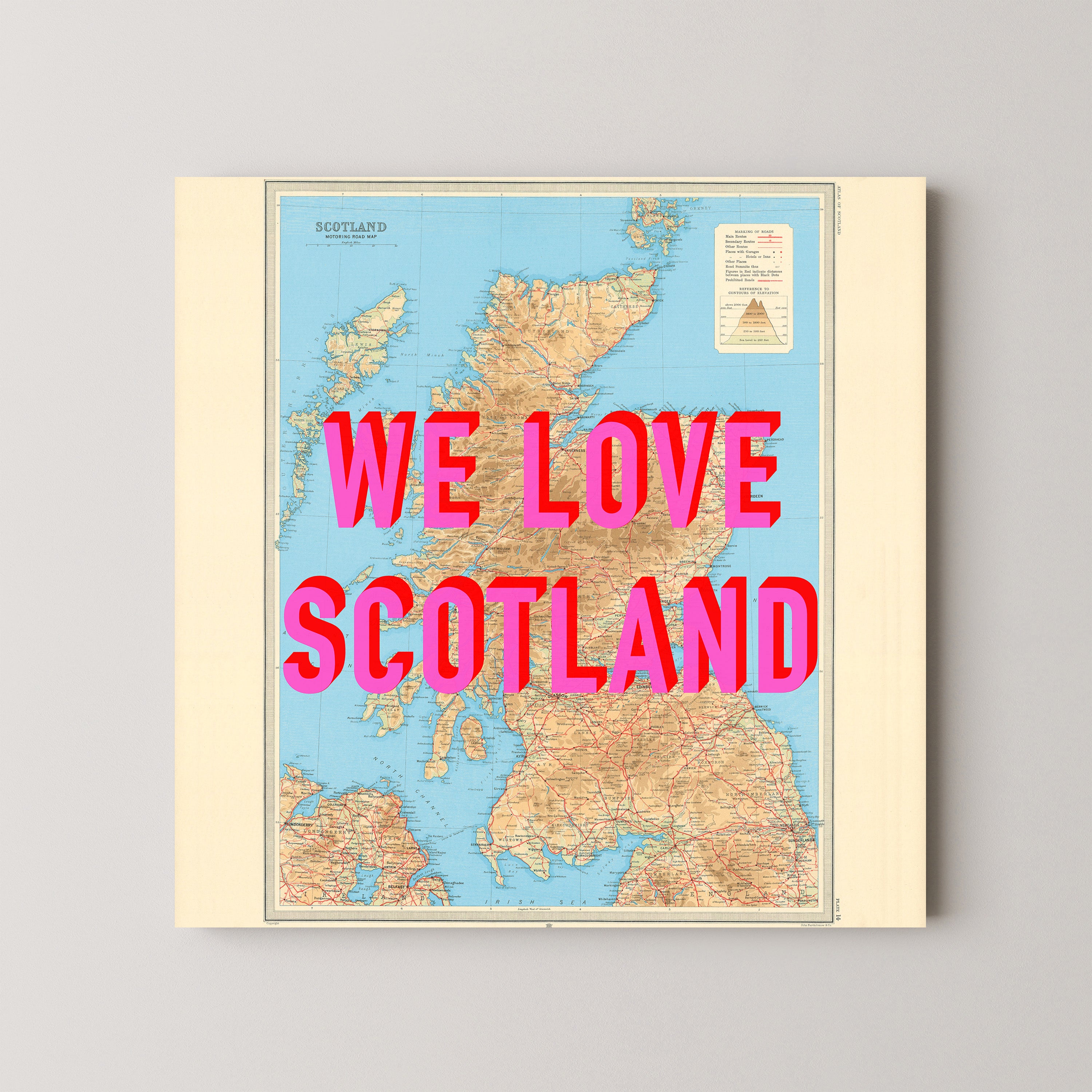 Scotland Pop Art Map Print (square)