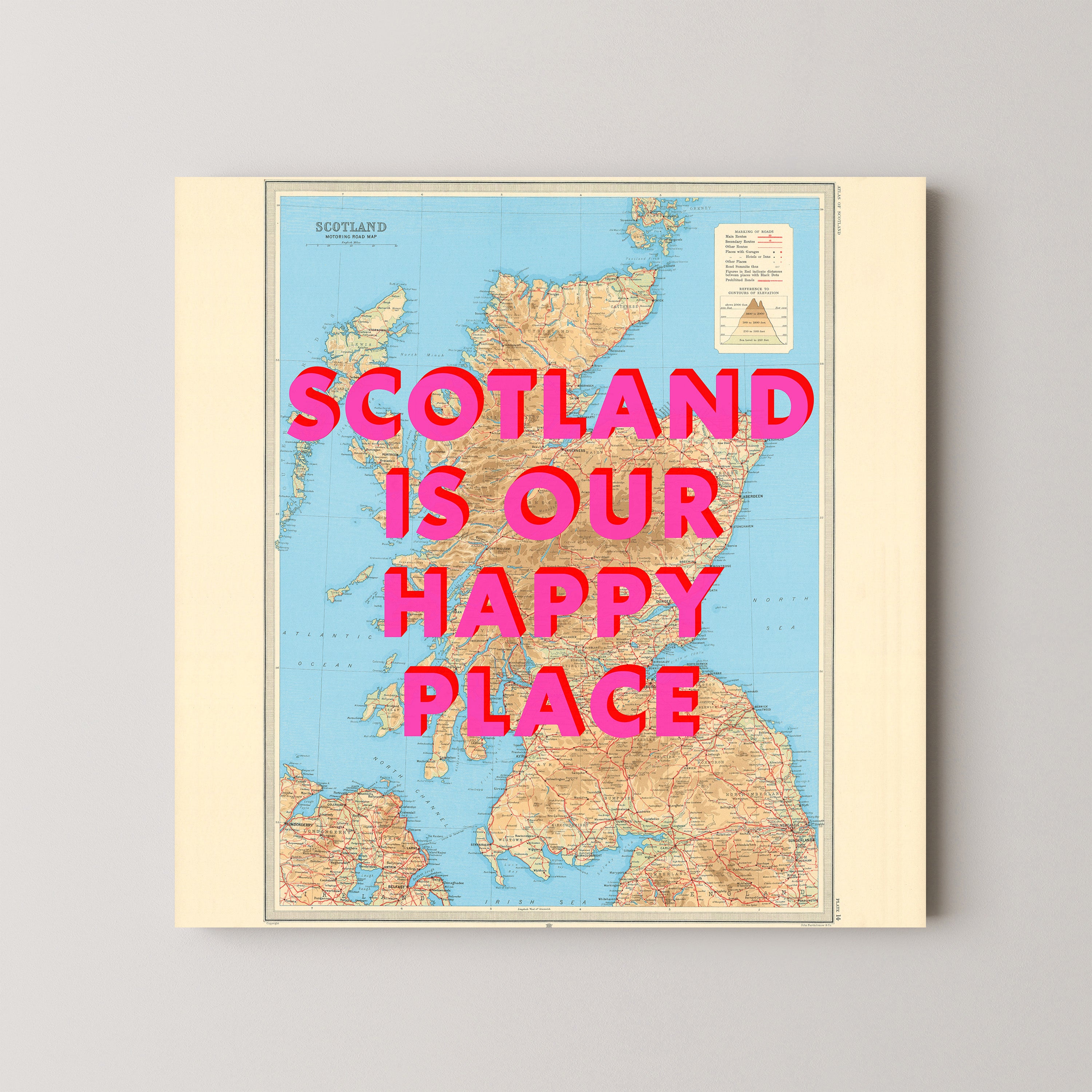 Scotland Pop Art Map Print (square)