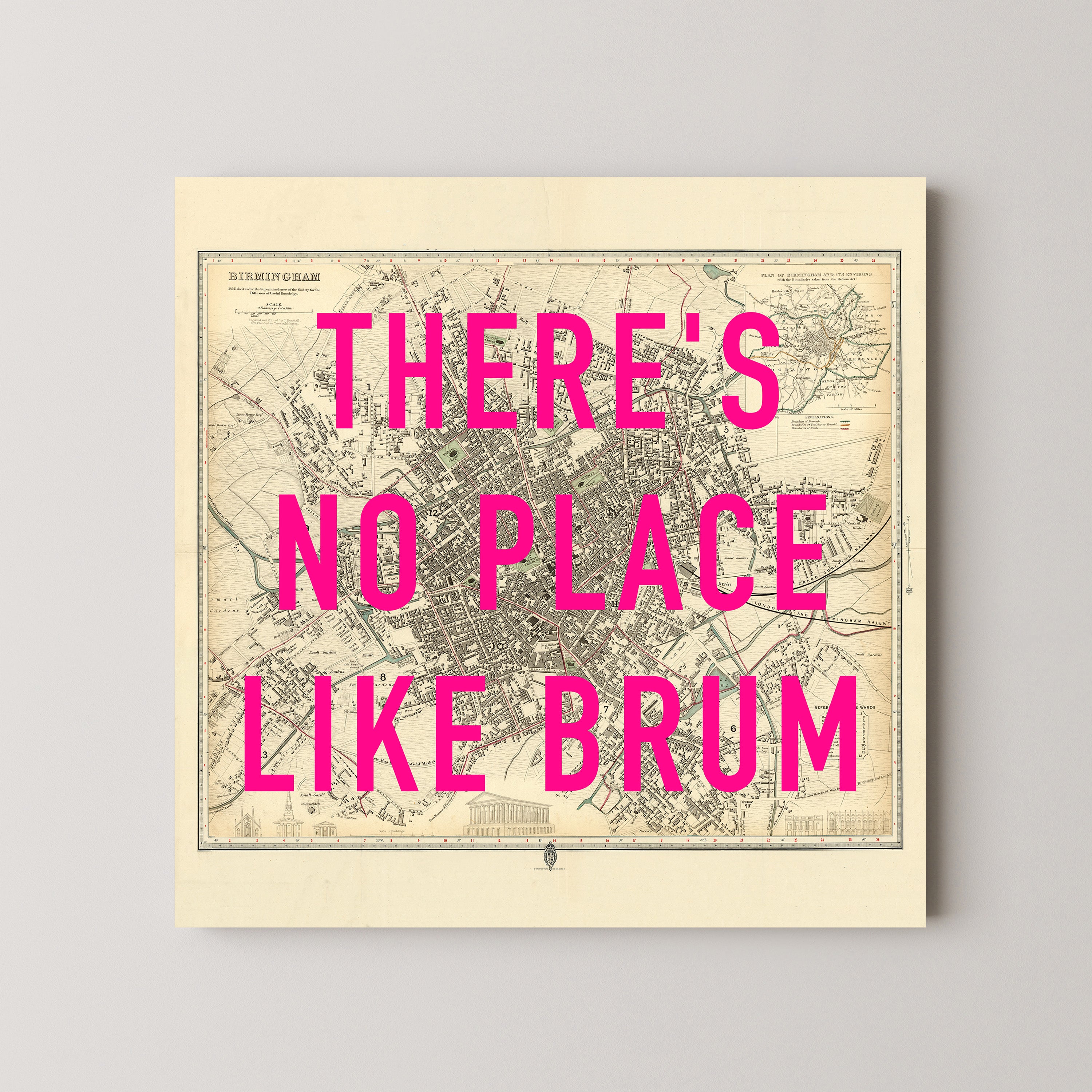 Birmingham Pop Art Map Print (square)