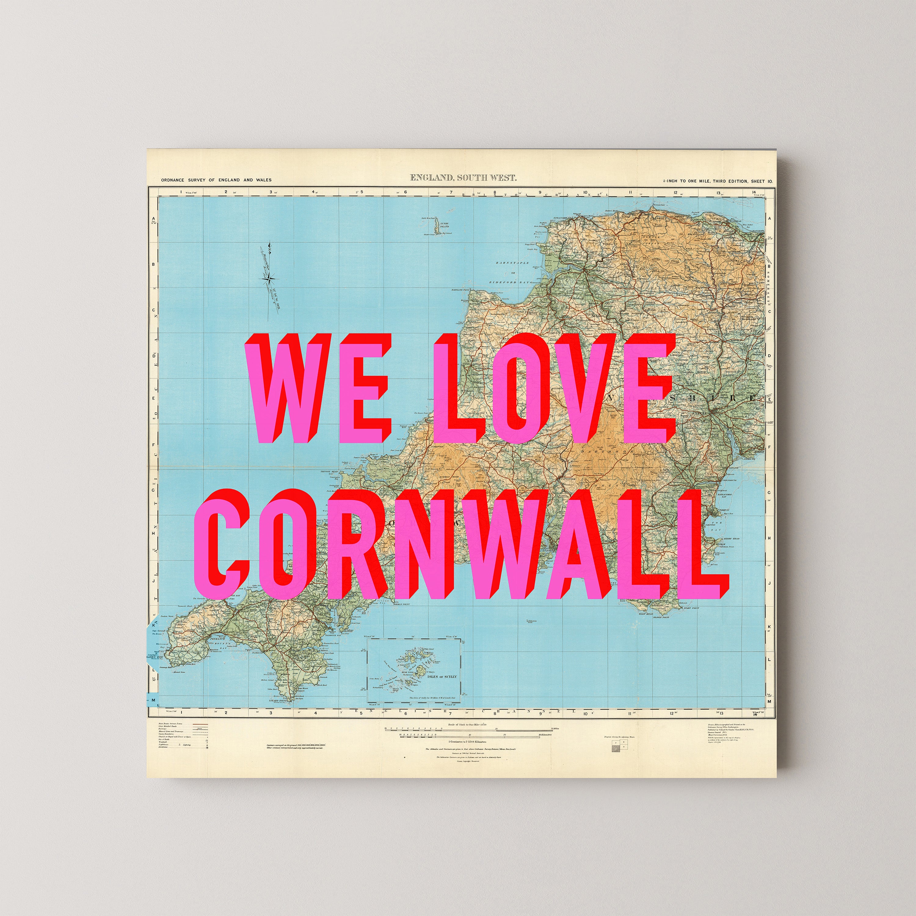 Cornwall Pop Art Map Print (square)