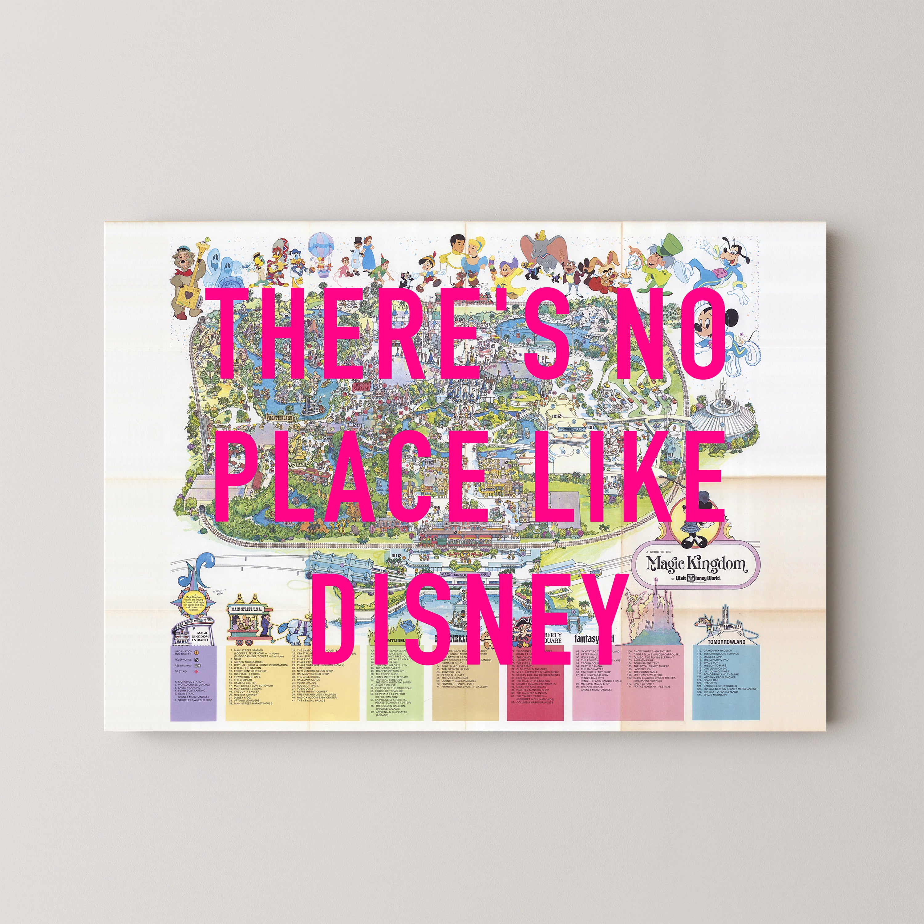 Disney World Florida Theme Park Pop Art Map Print (landscape)