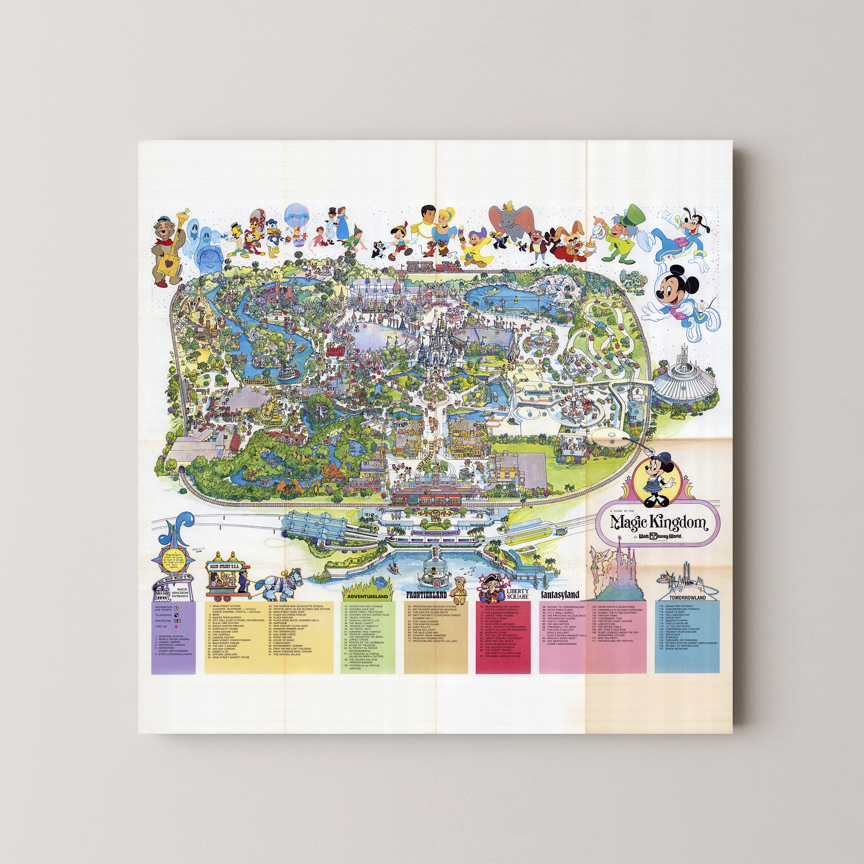 Disney World Florida Theme Park Pop Art Map Print (square)