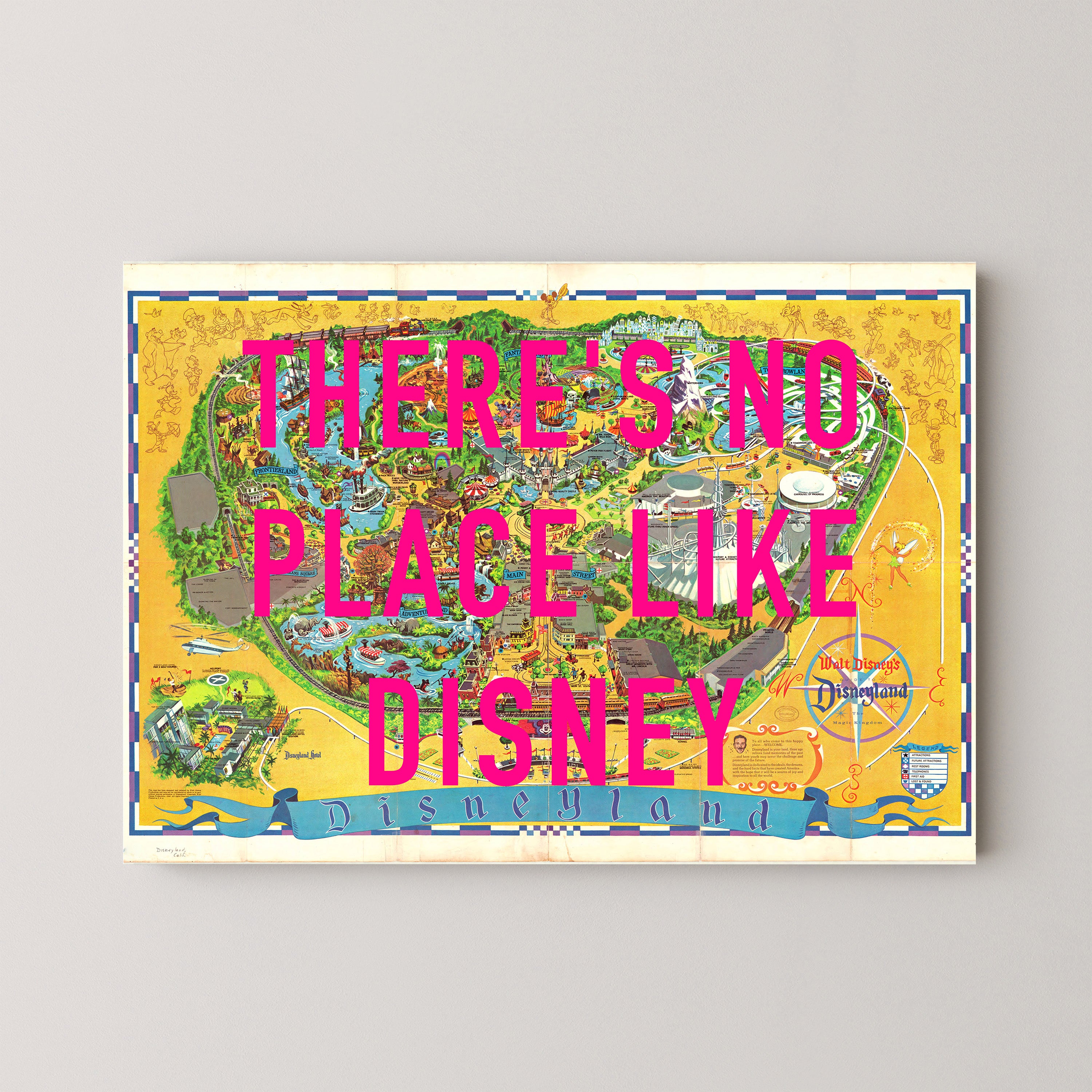 Disneyland California Theme Park Pop Art Map Print (landscape)