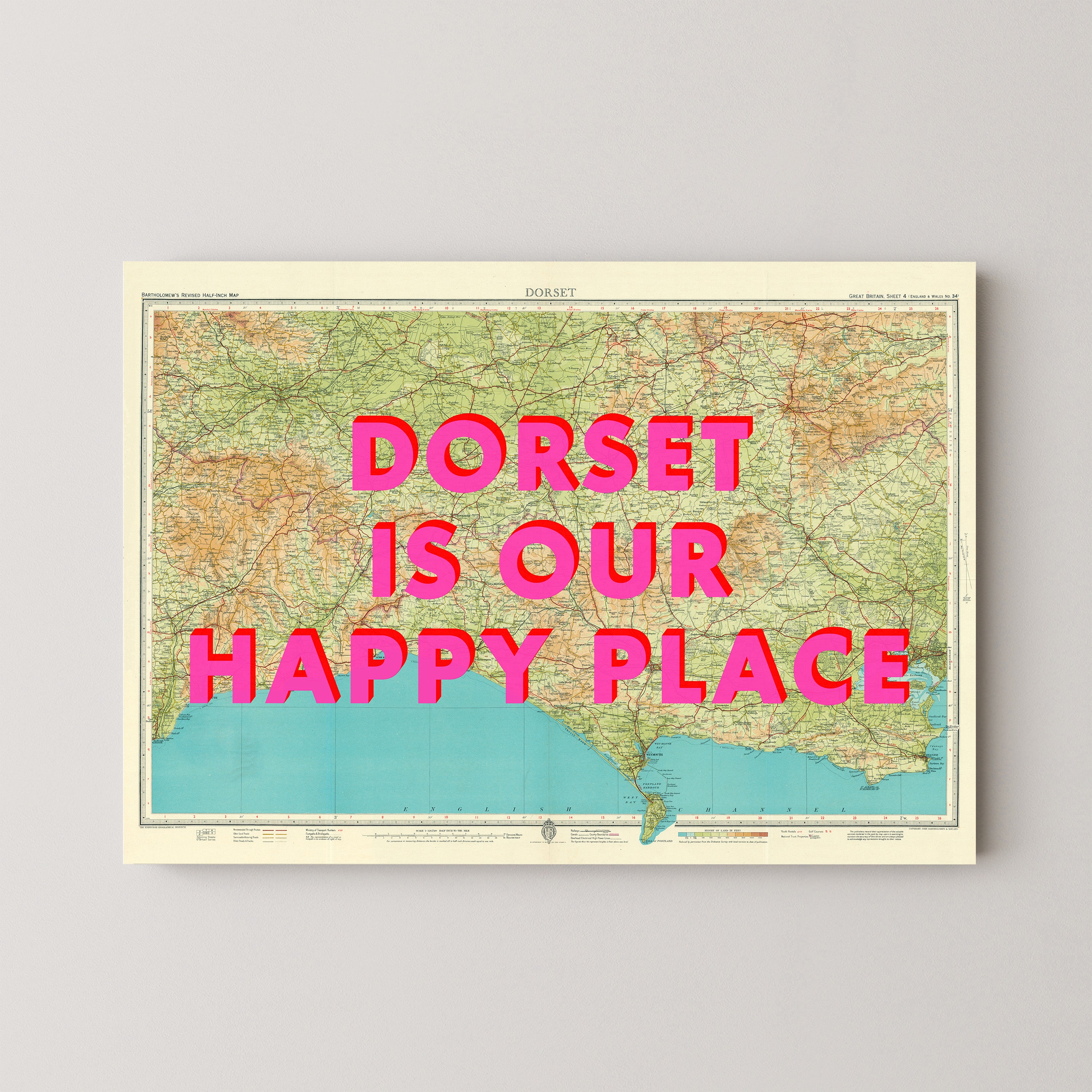 Dorset Pop Art Map Print (landscape)