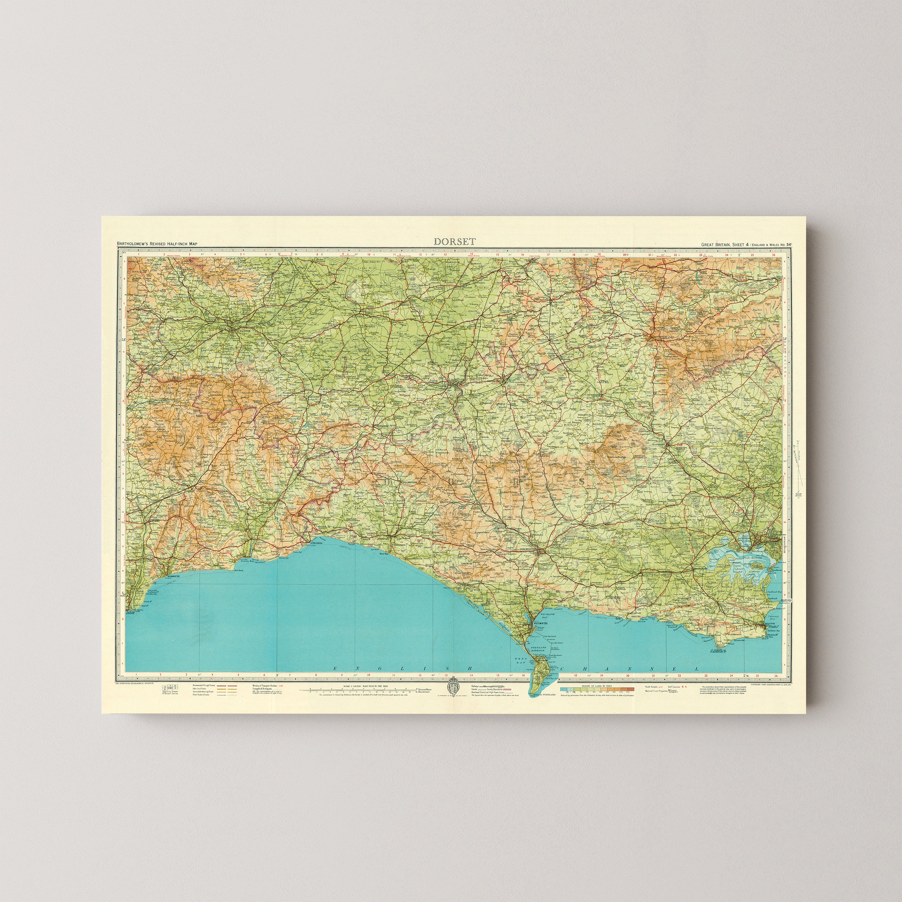 Dorset Pop Art Map Print (landscape)