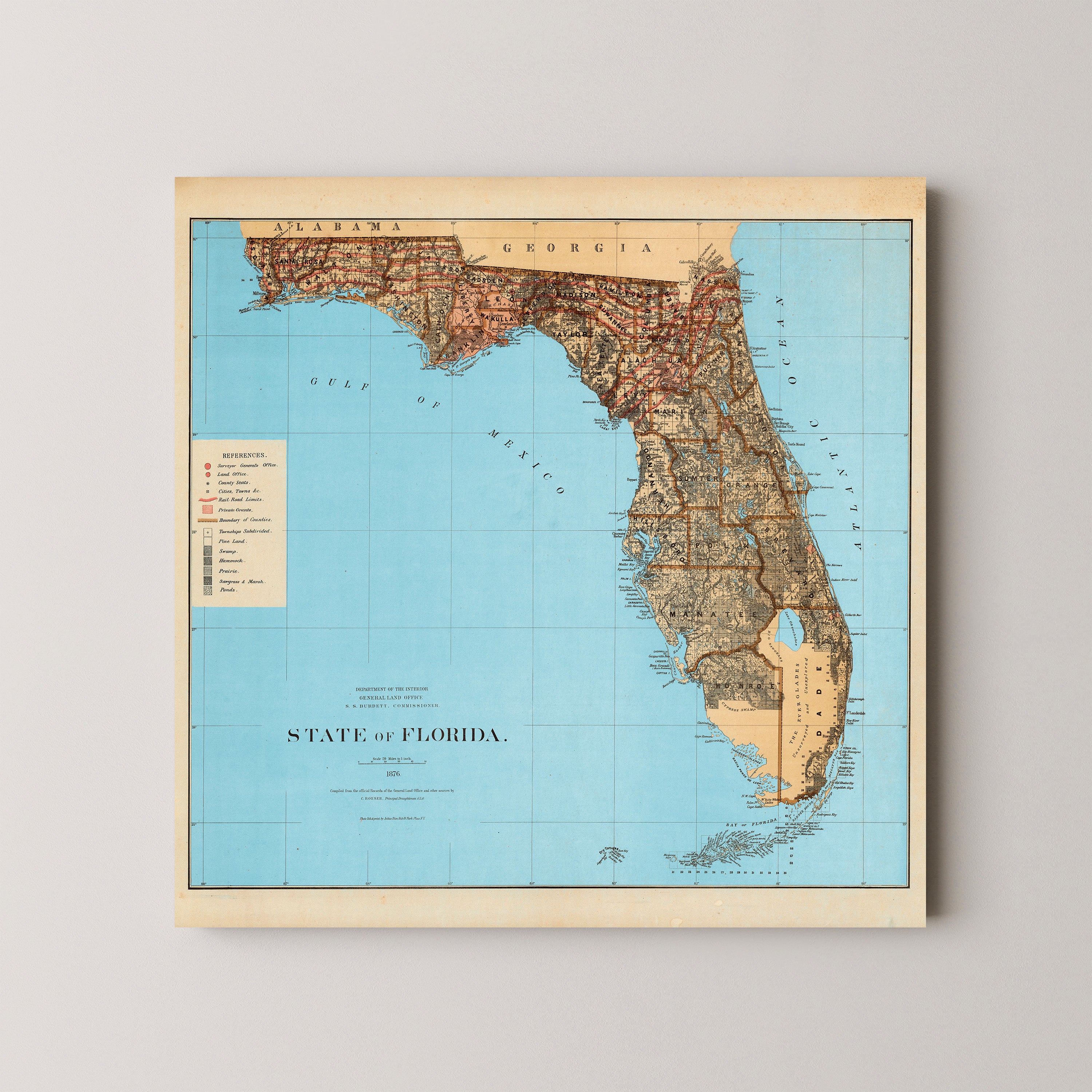 Florida Pop Art Map Print (square)