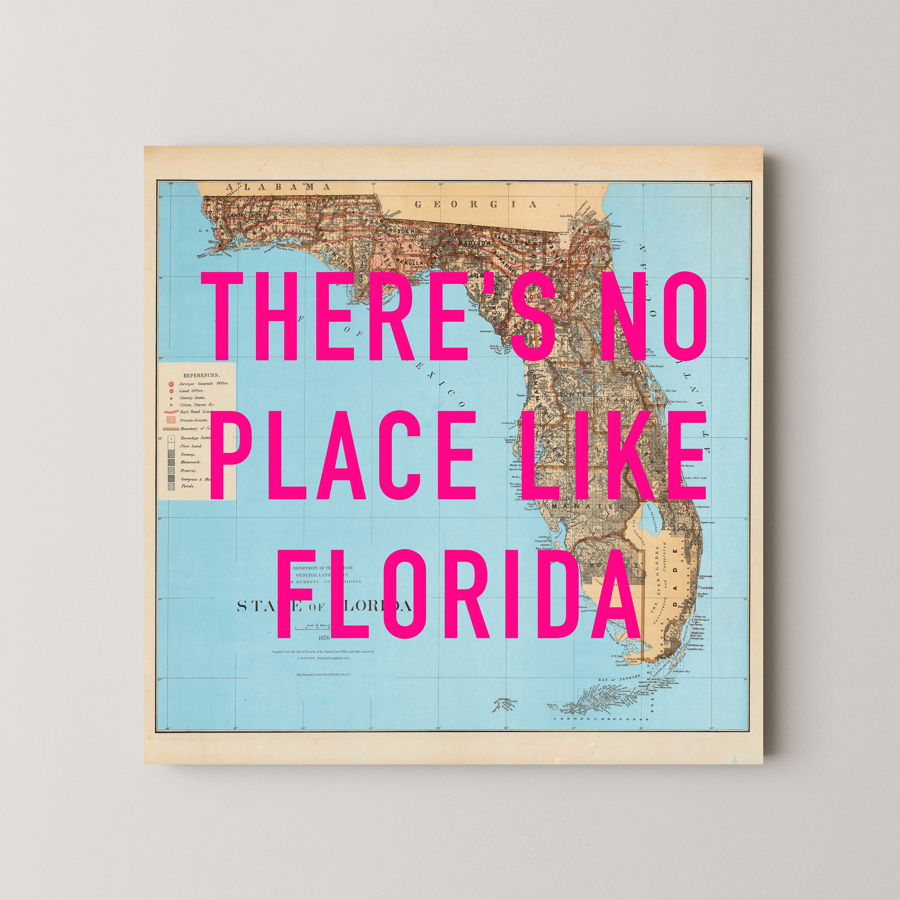 Florida Pop Art Map Print (square)