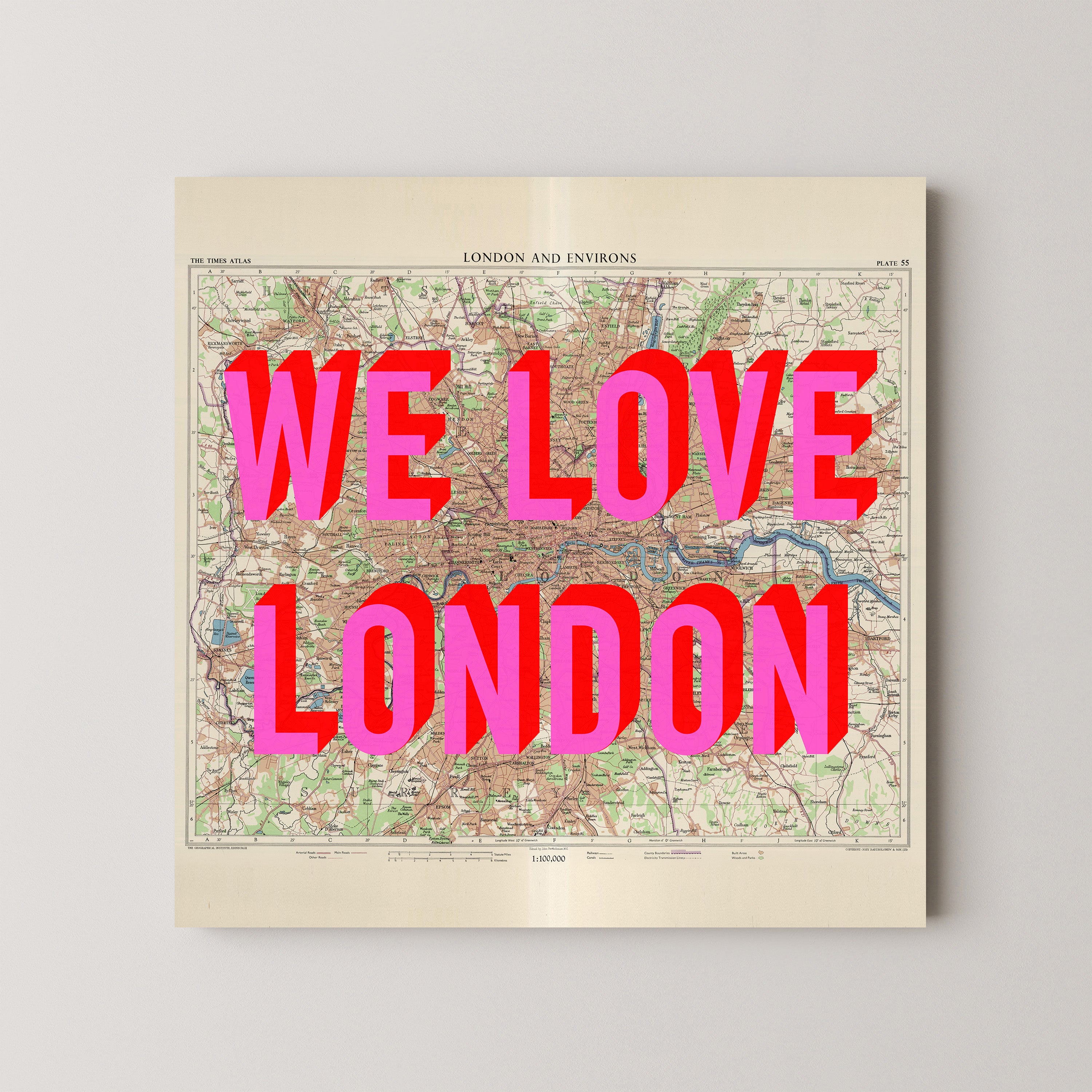 London Pop Art Map Print (square)