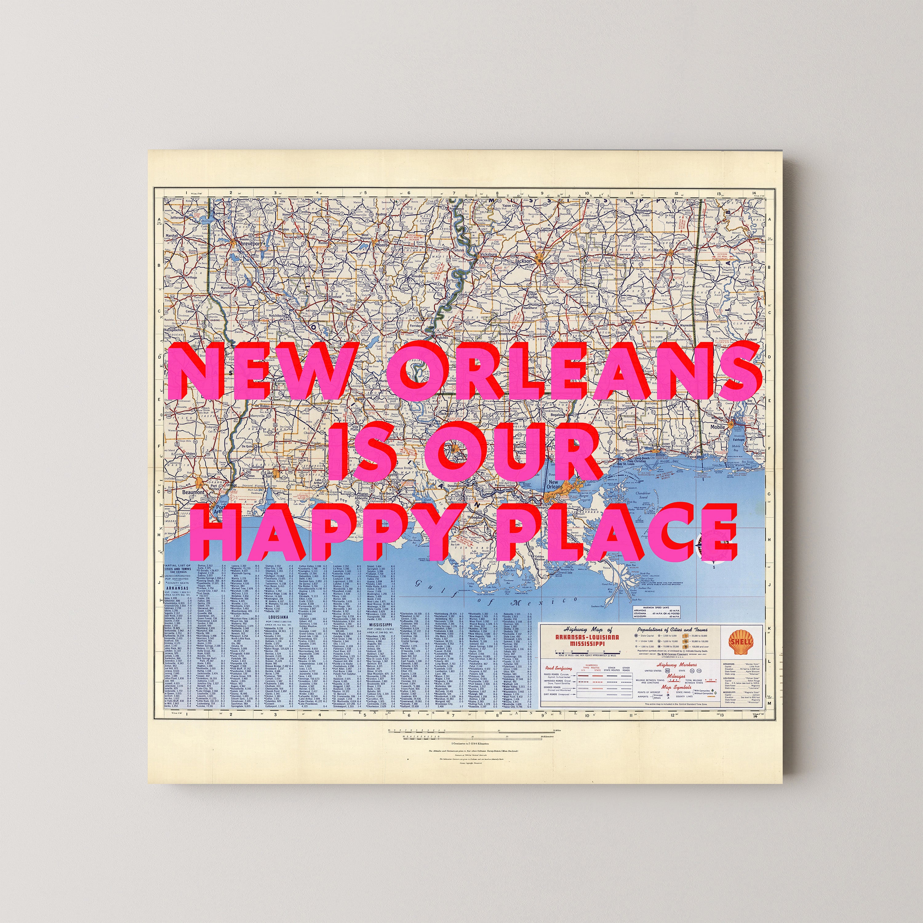 New Orleans Pop Art Map Print (square)