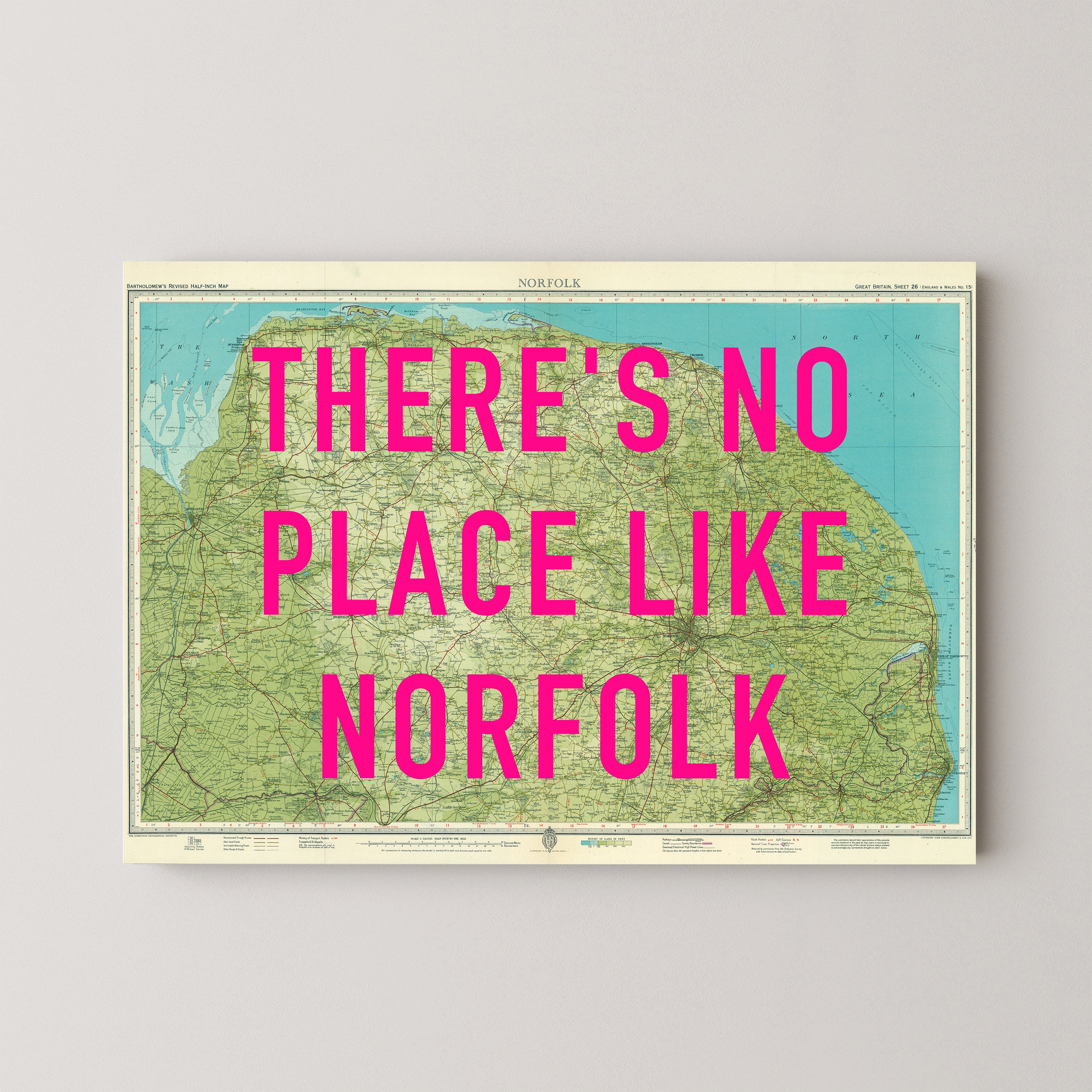 Norfolk Pop Art Map Print (landscape)
