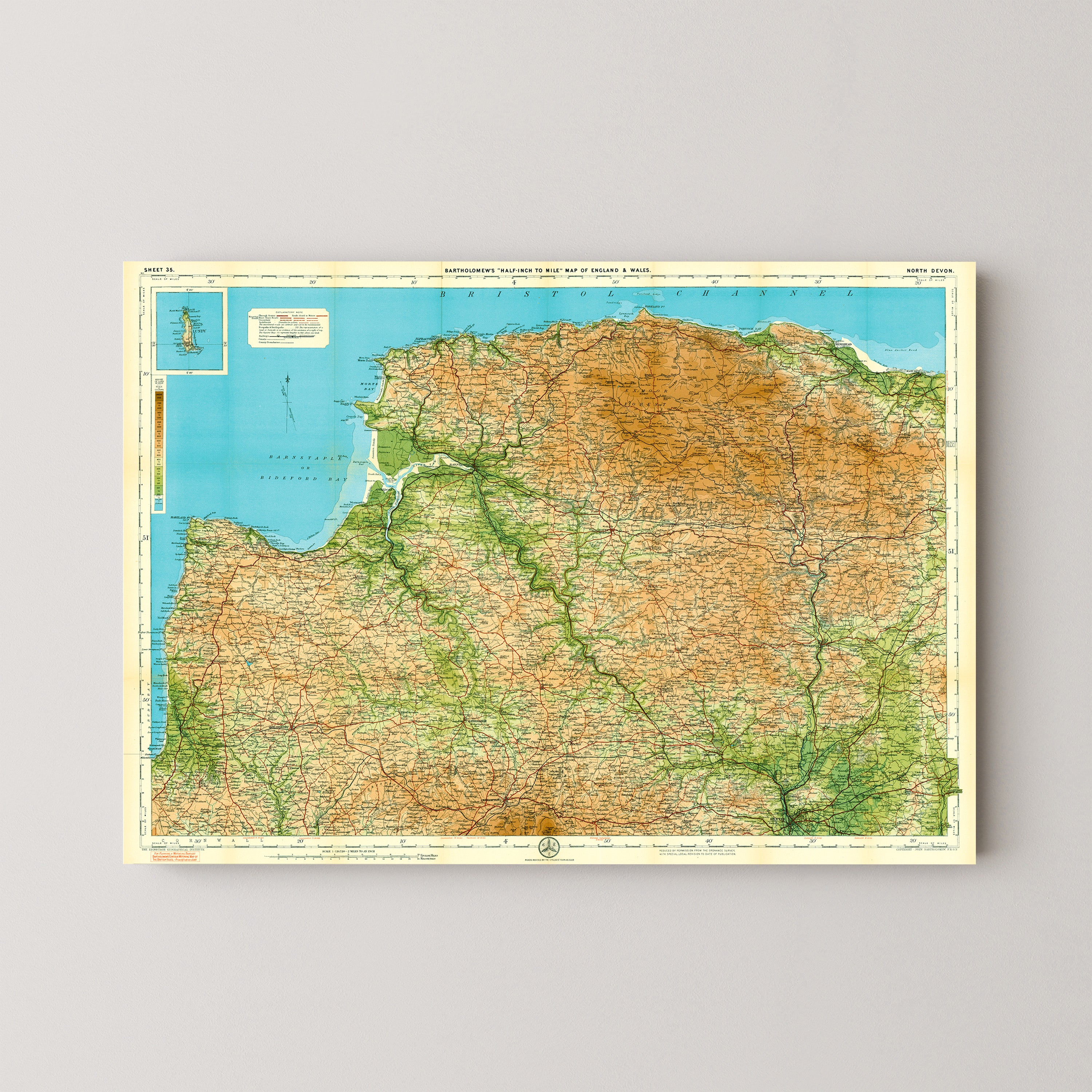North Devon Pop Art Map Print (landscape)