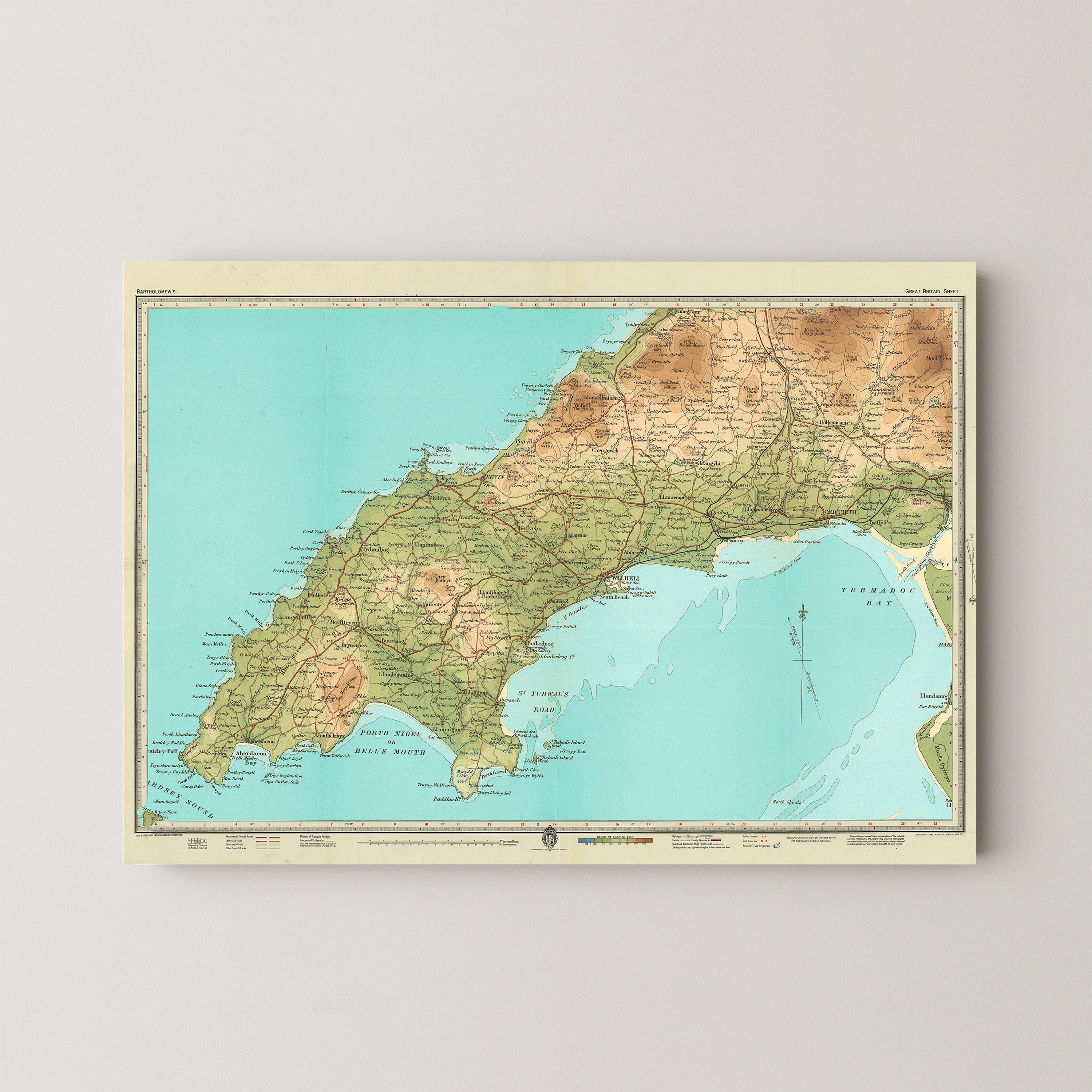 Llyn Peninsula Pop Art Map Print (landscape)