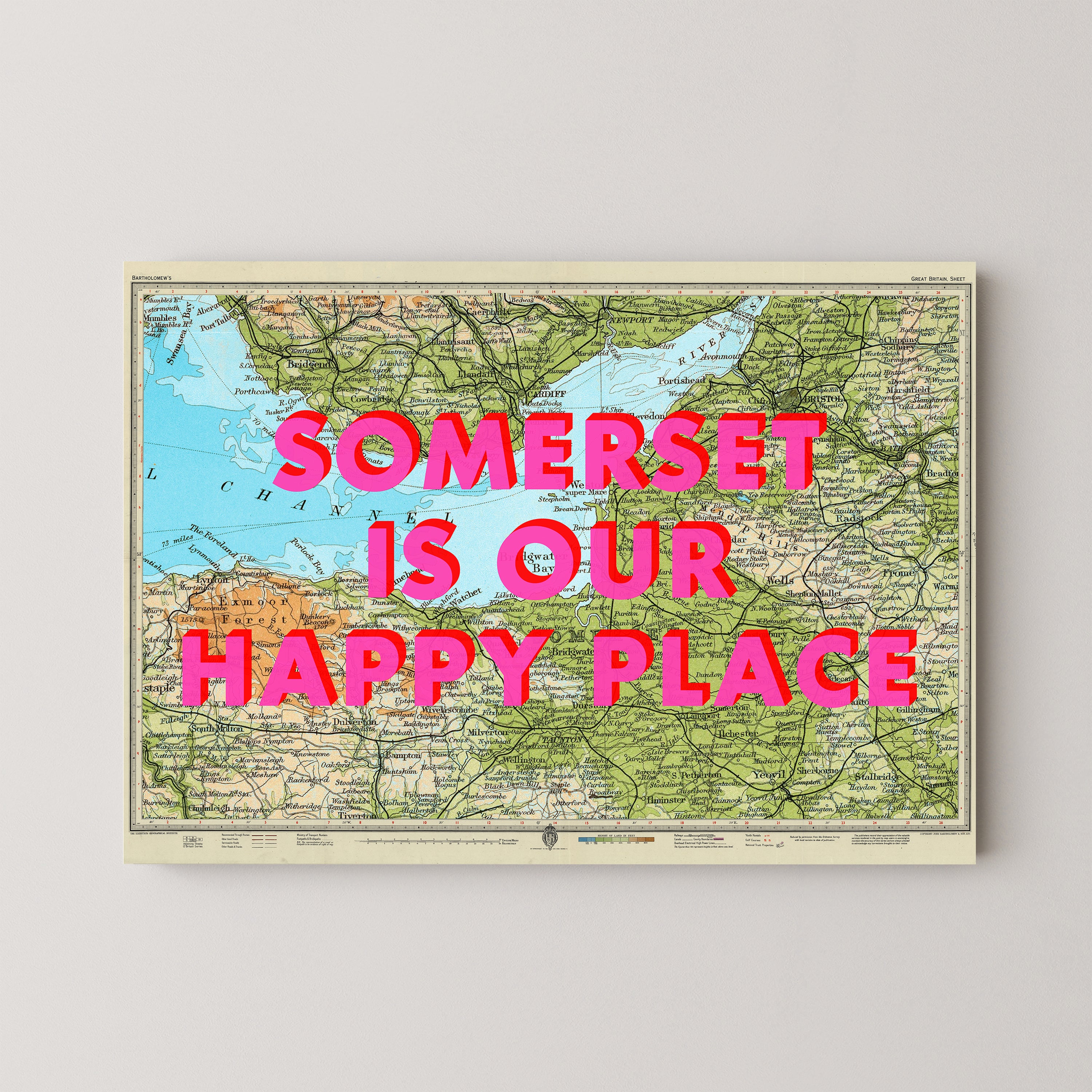 Somerset Pop Art Map Print (landscape)