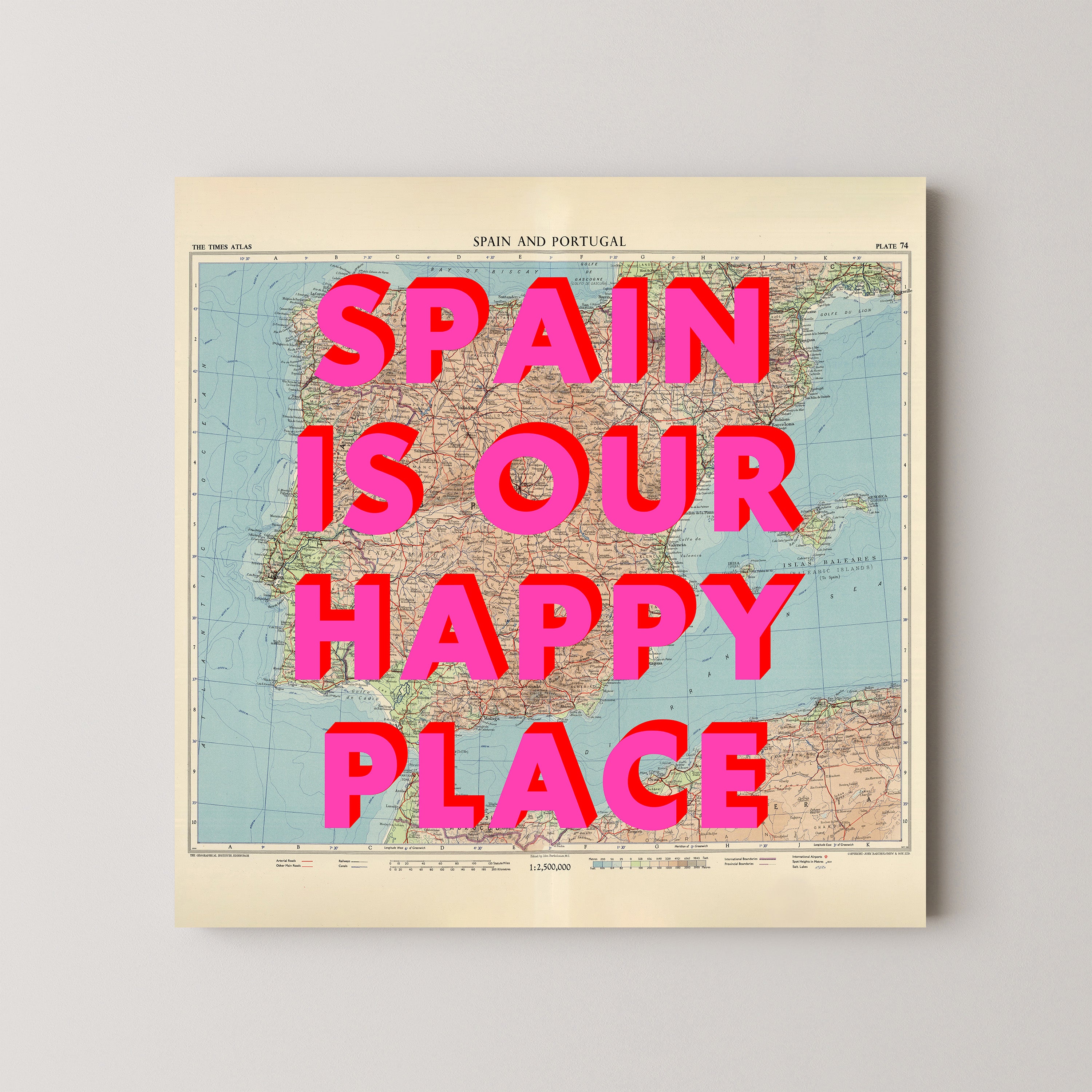 Spain Pop Art Map Print (square)