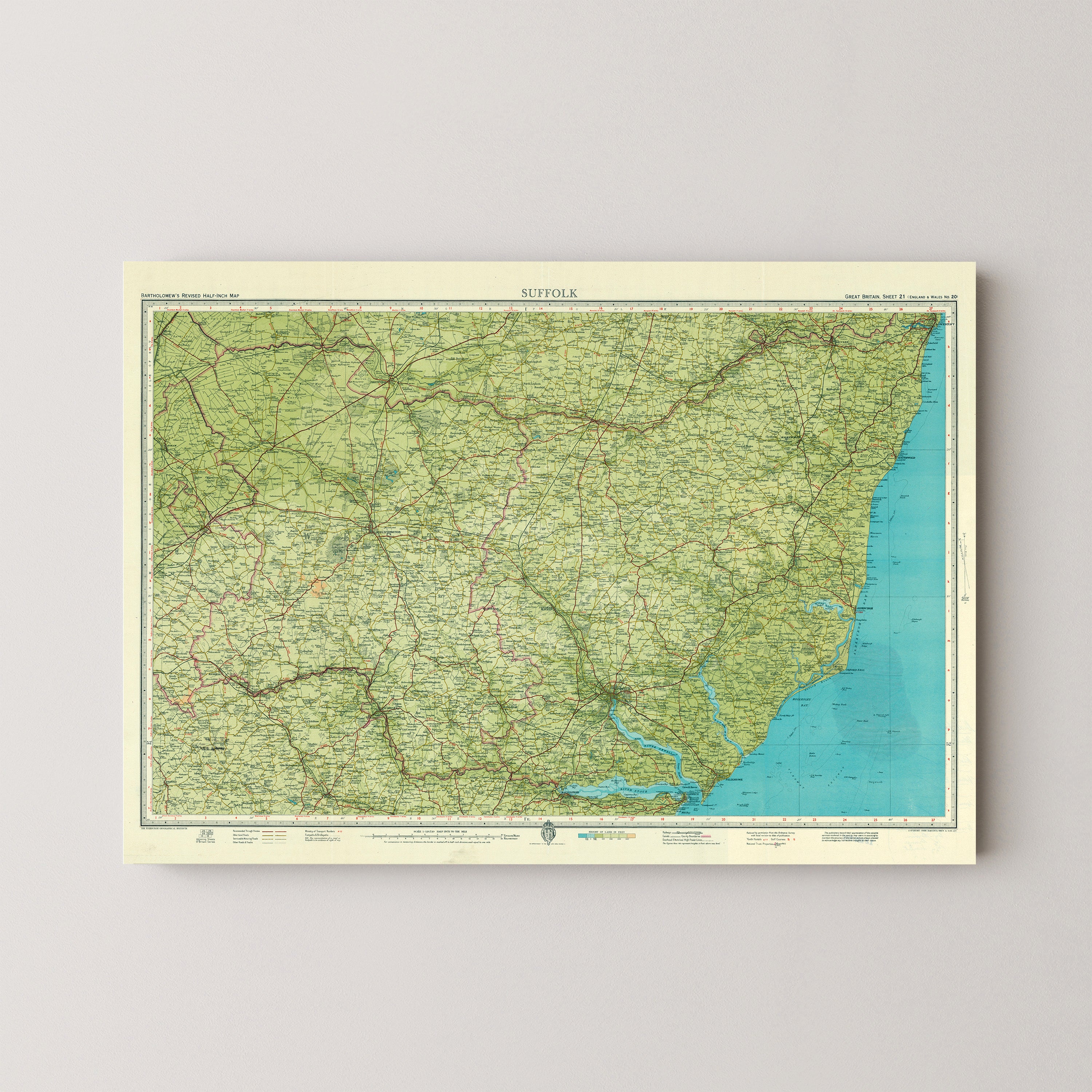 Suffolk Pop Art Map Print (landscape)