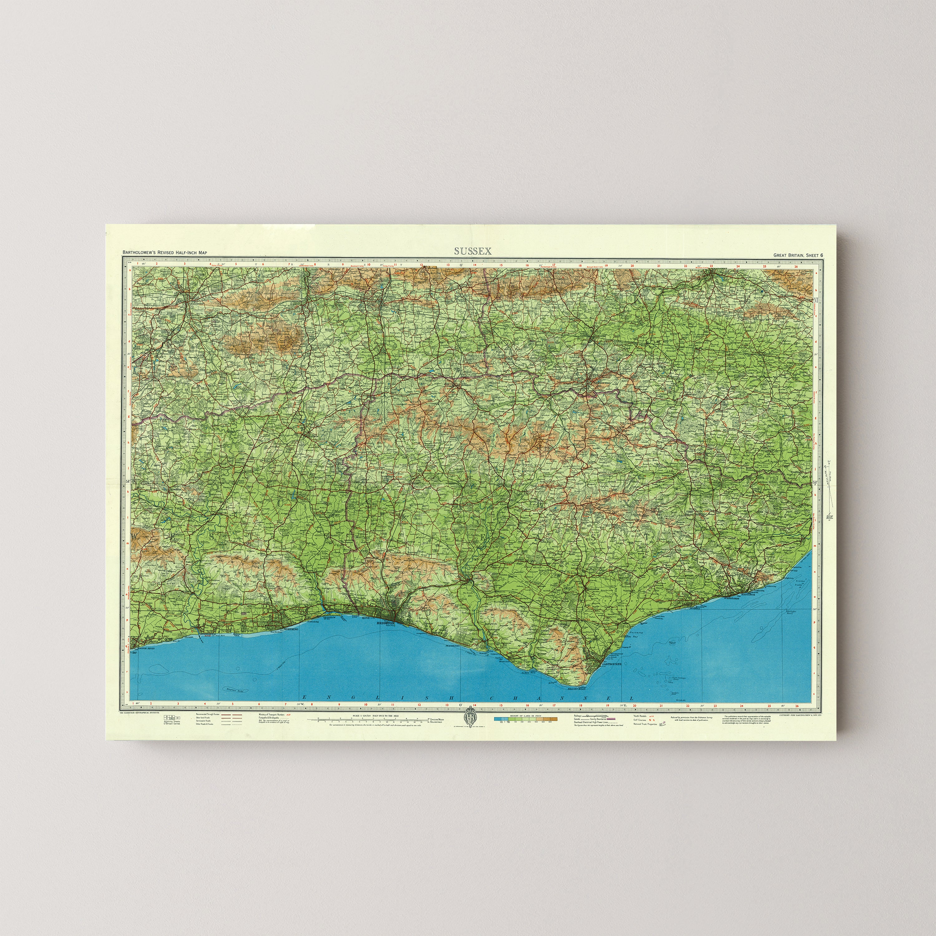 Sussex Pop Art Map Print (landscape)