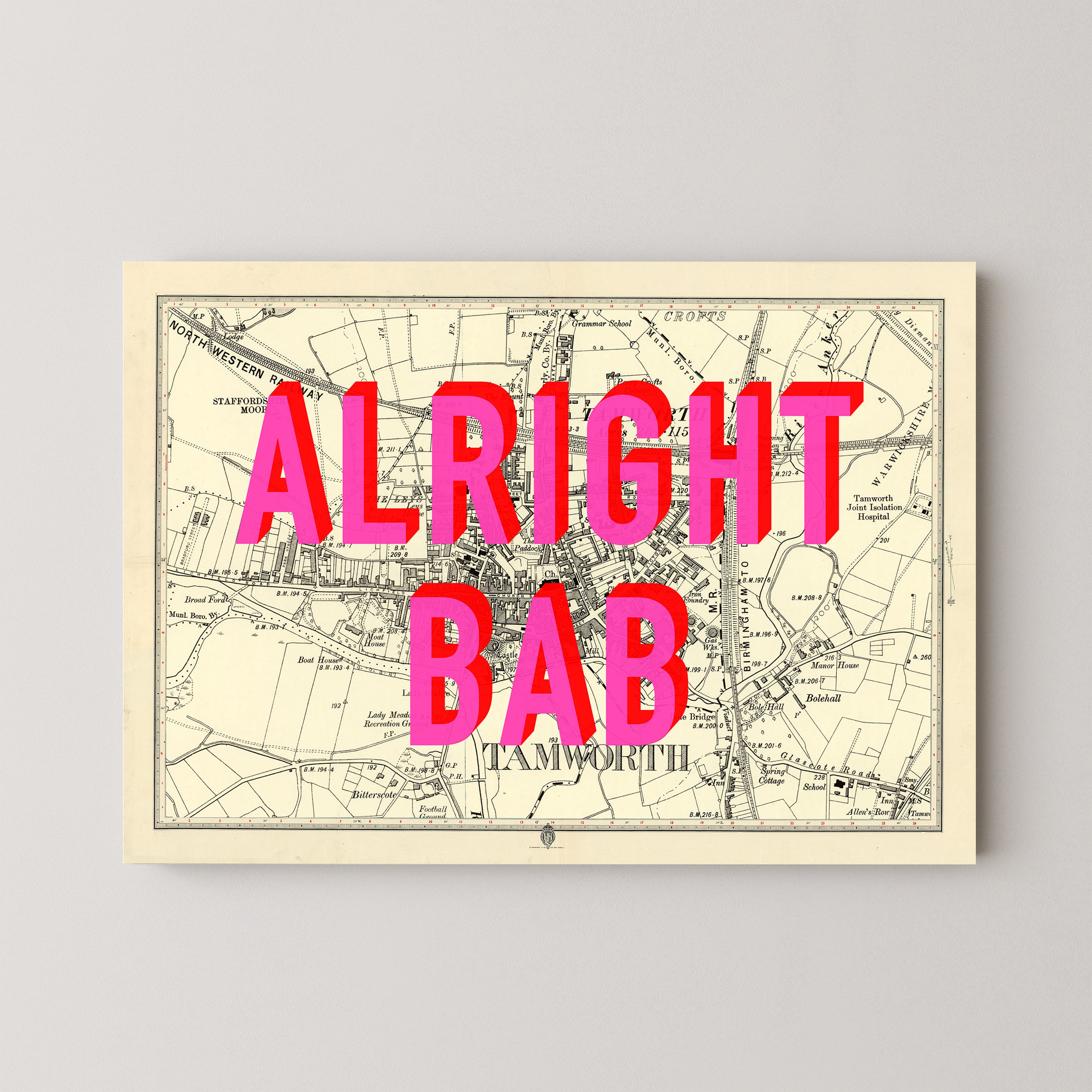 Tamworth Pop Art Map Print (landscape)