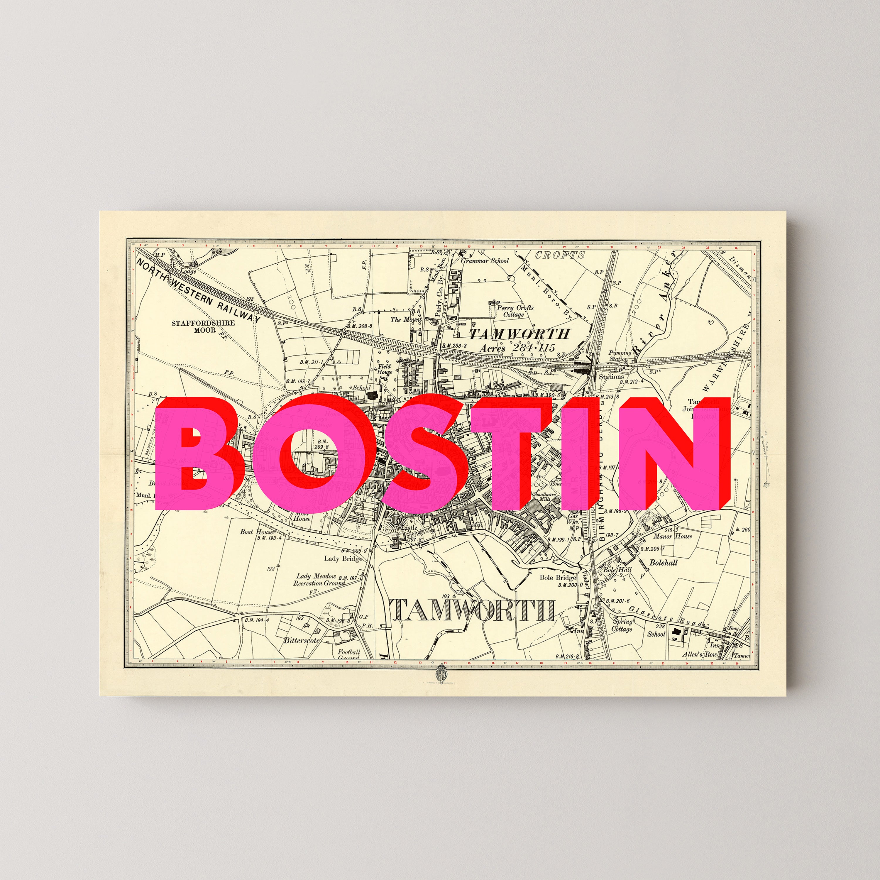 Tamworth Pop Art Map Print (landscape)