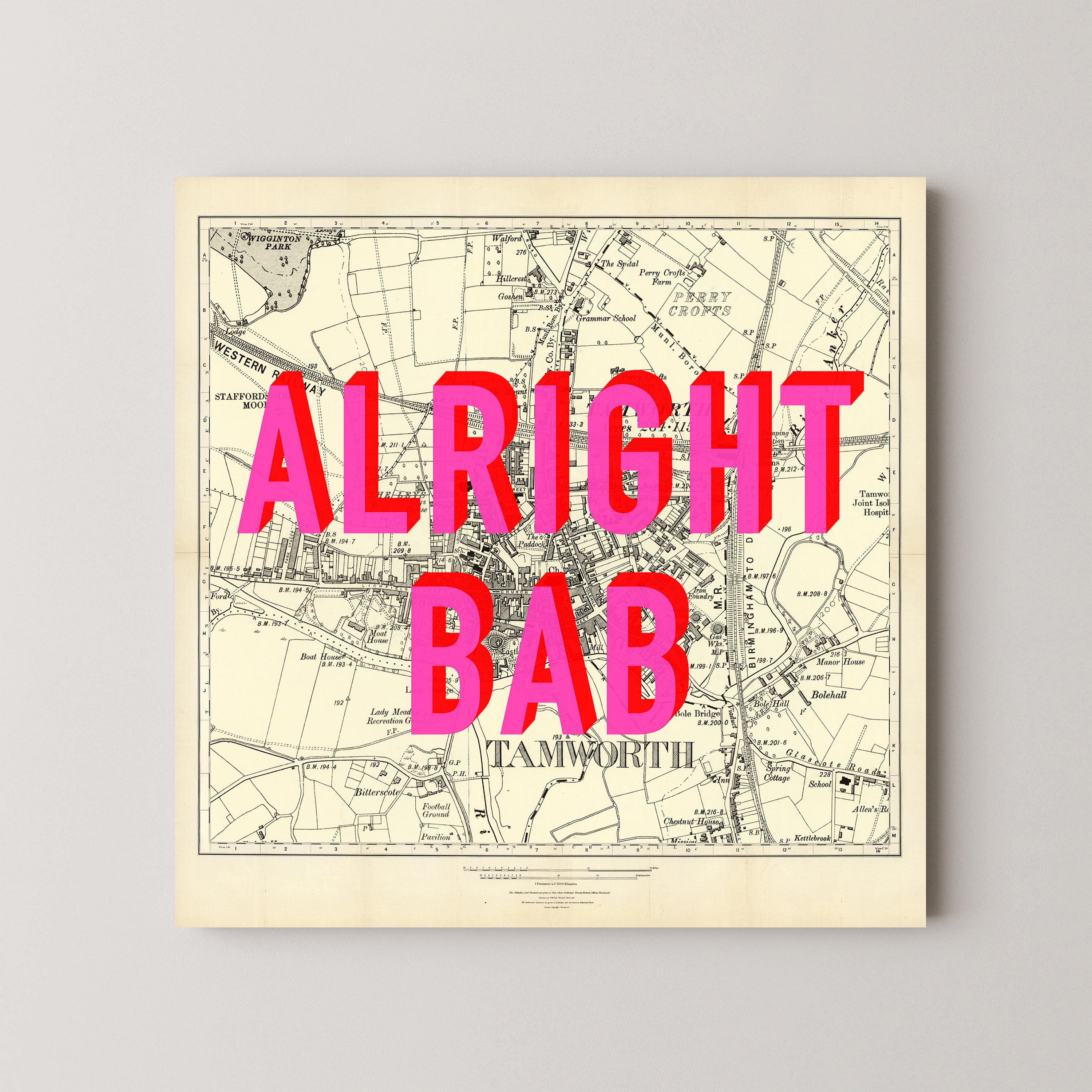 Tamworth Pop Art Map Print (square)