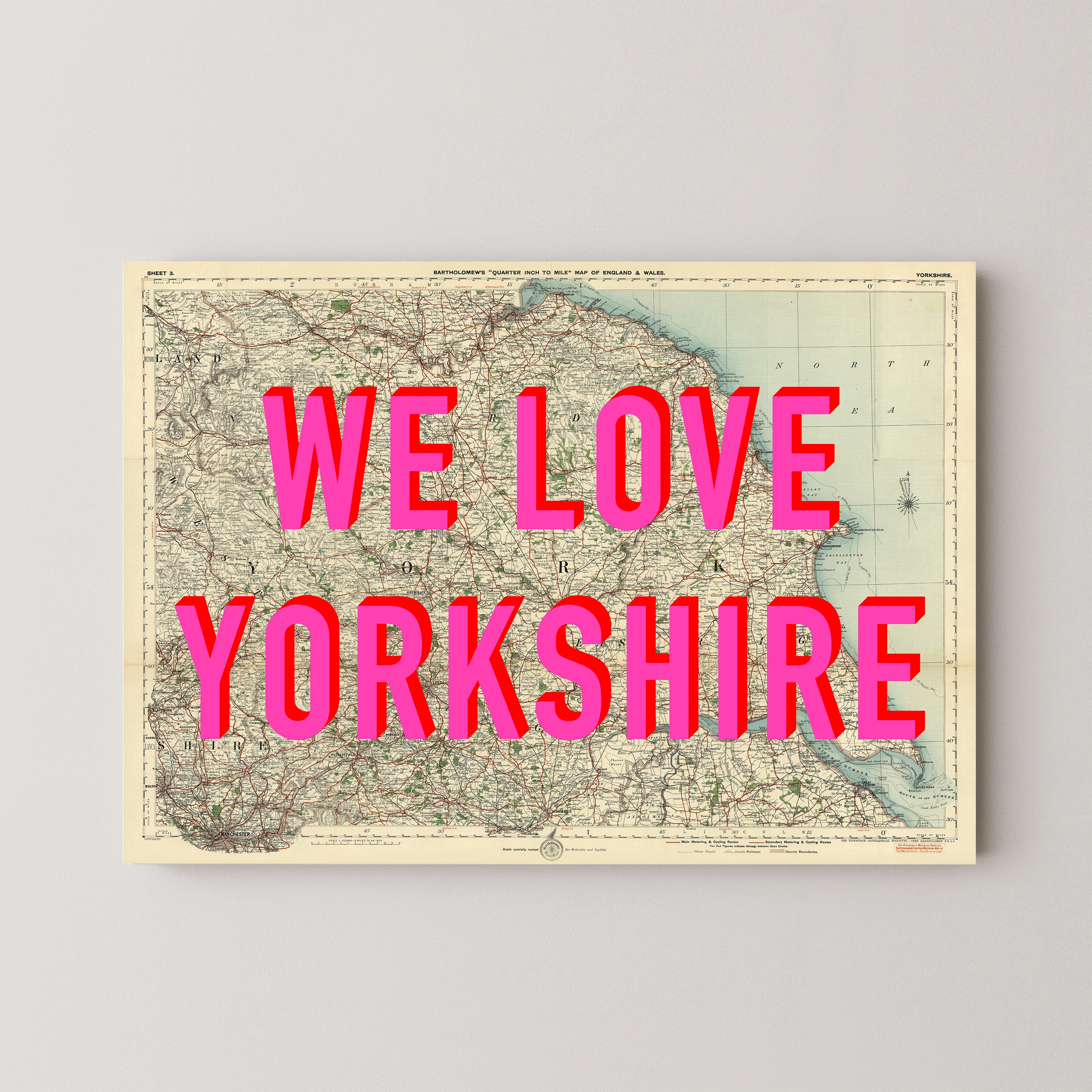 Yorkshire Pop Art Map Print (landscape)
