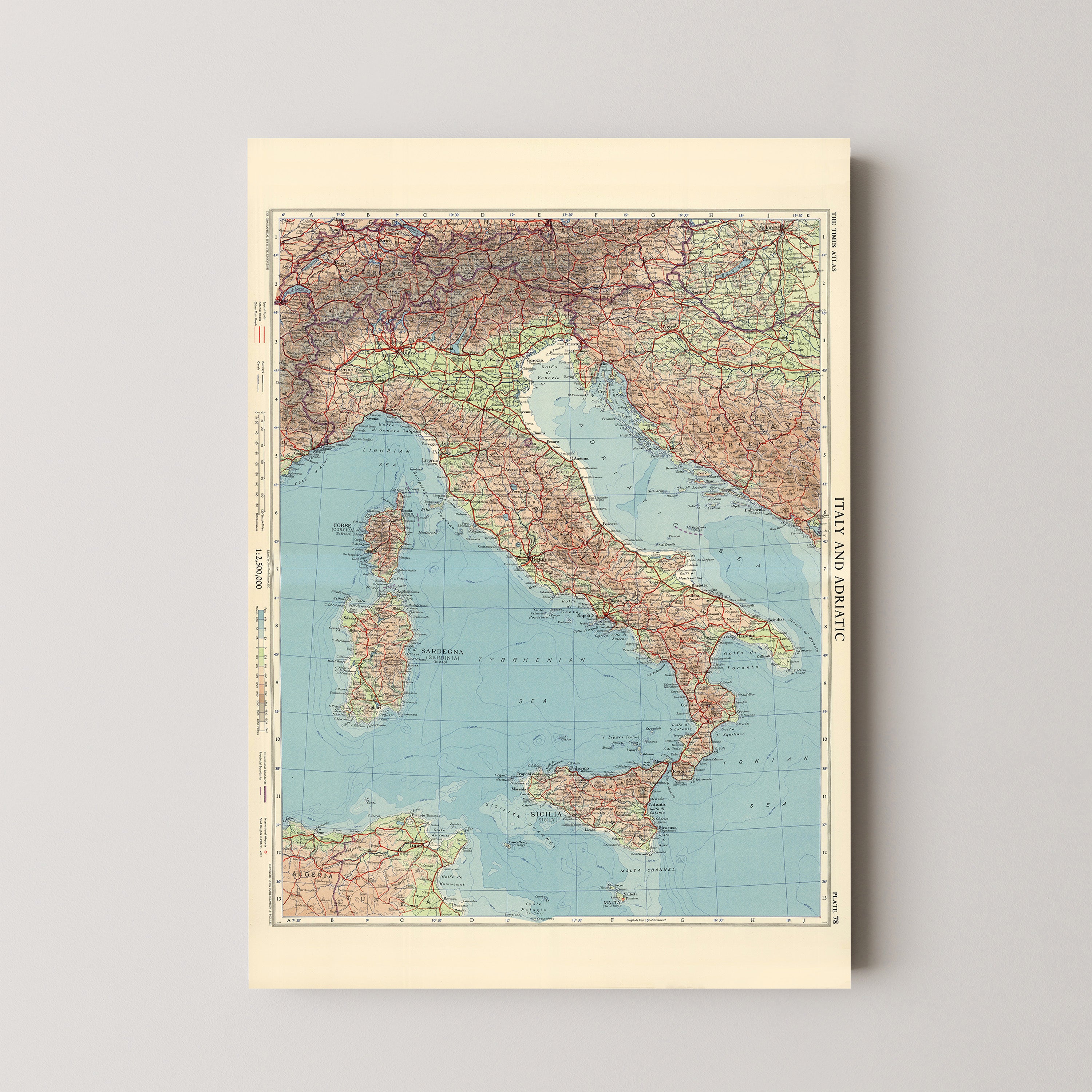 Italy Pop Art Map Print (portrait)