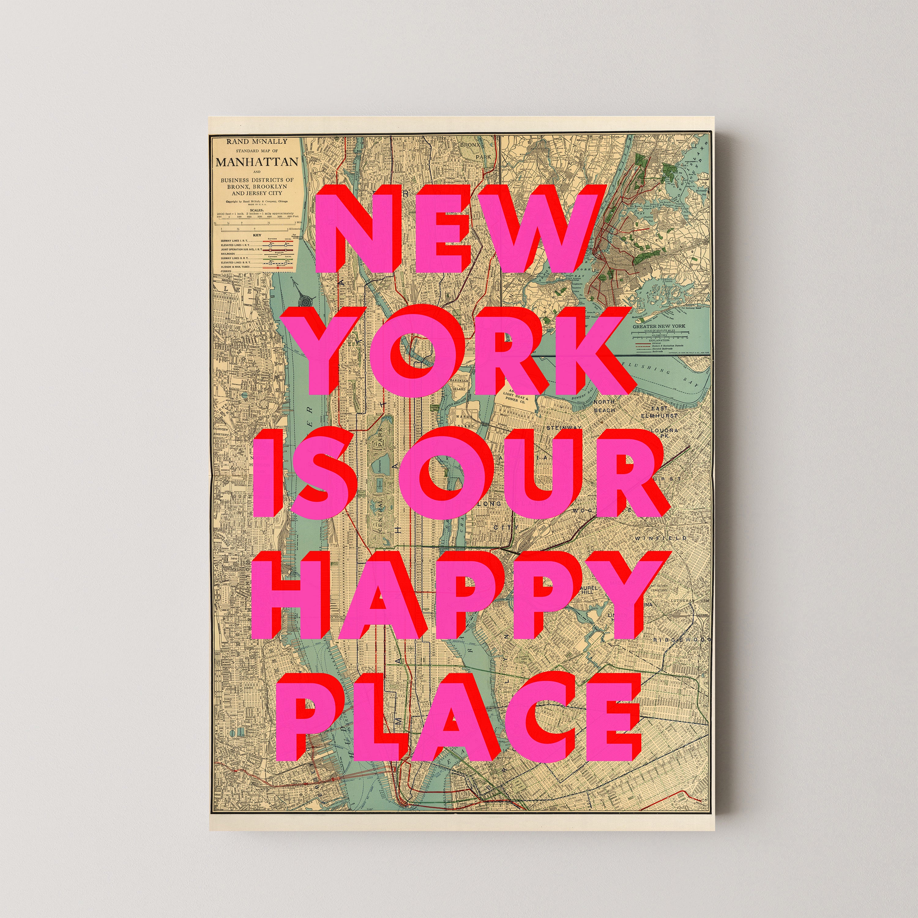 Manhattan New York Pop Art Map Print (portrait)