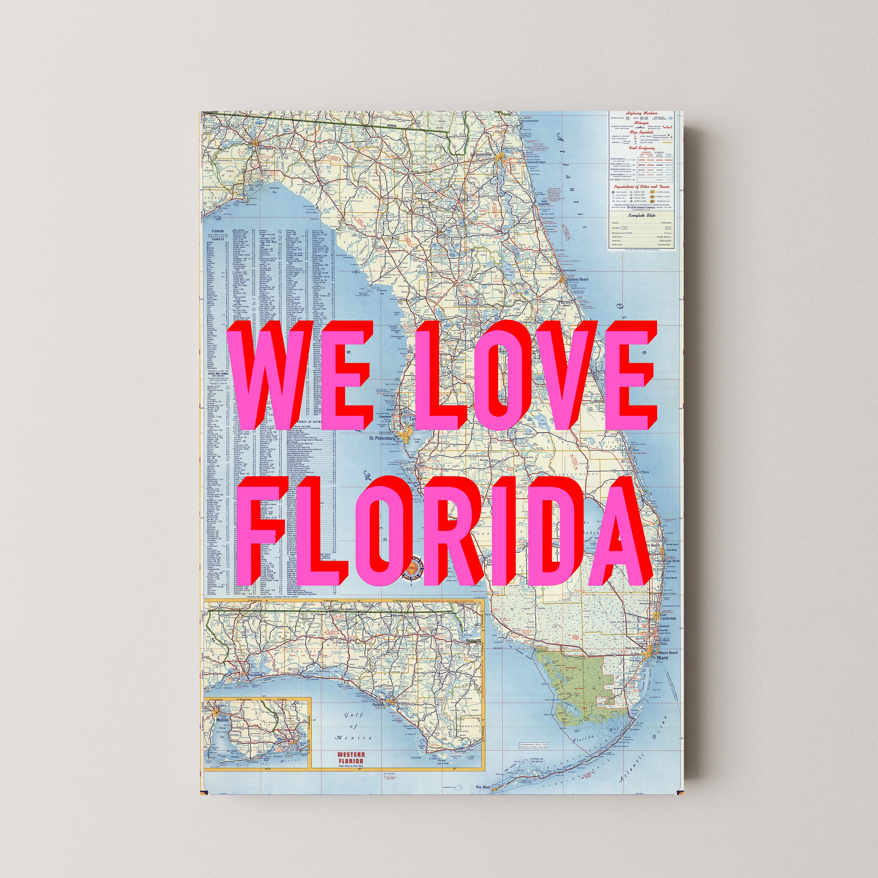 Florida Pop Art Map Print (portrait)