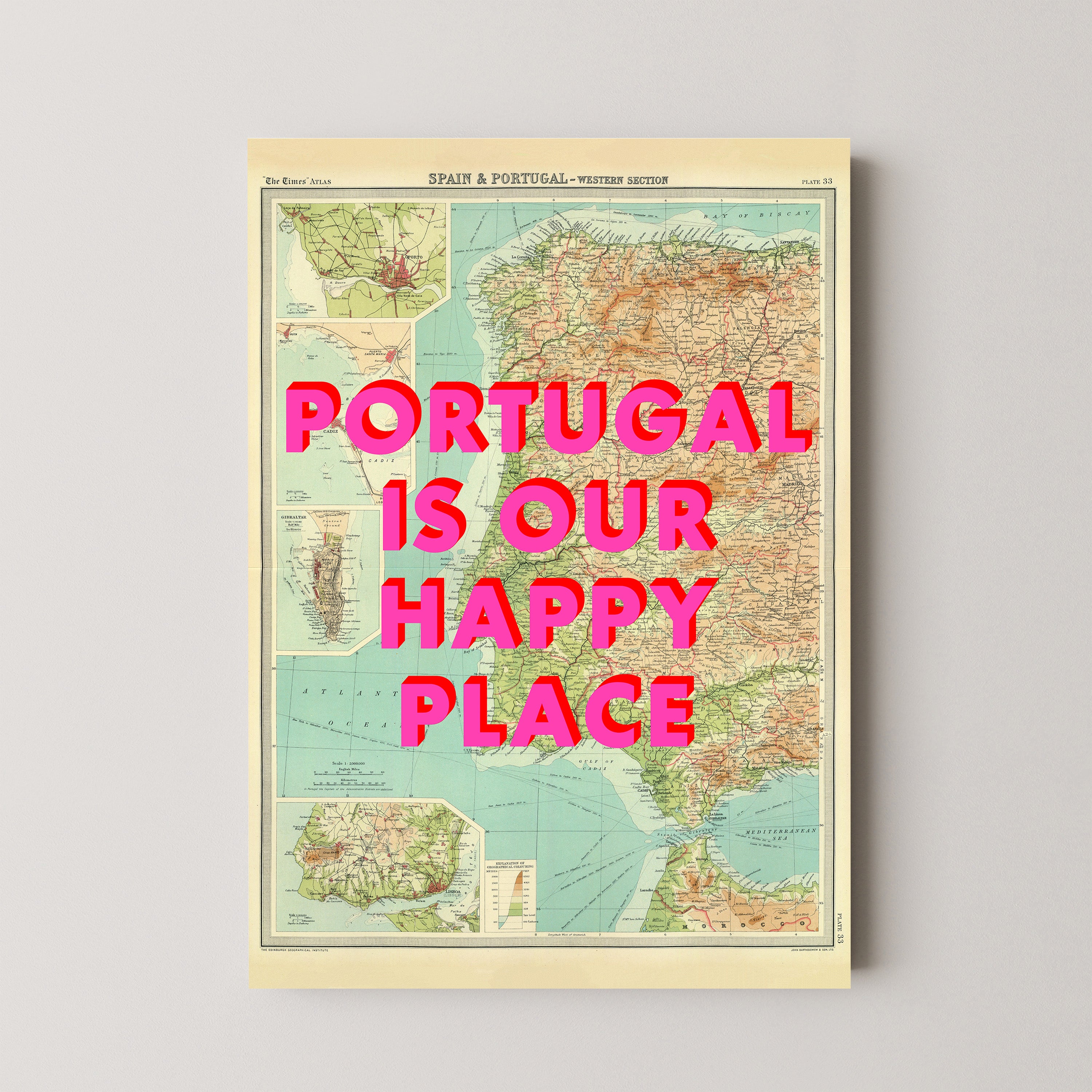 Portugal Pop Art Map Print (portrait)