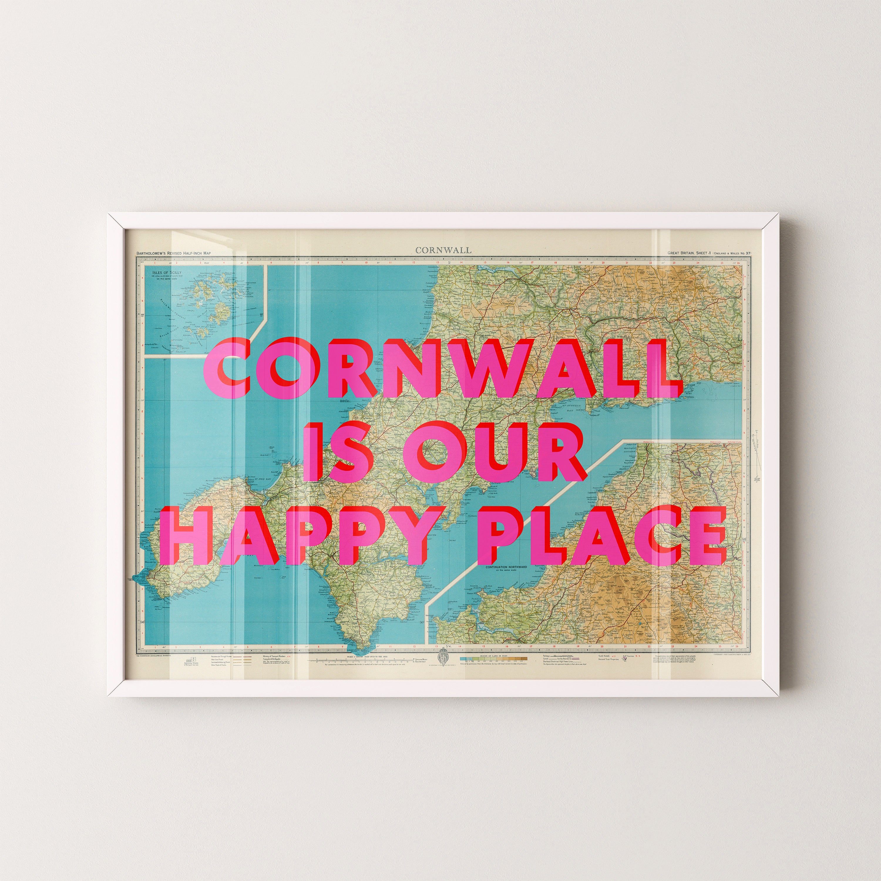 Cornwall Pop Art Map Print (landscape)
