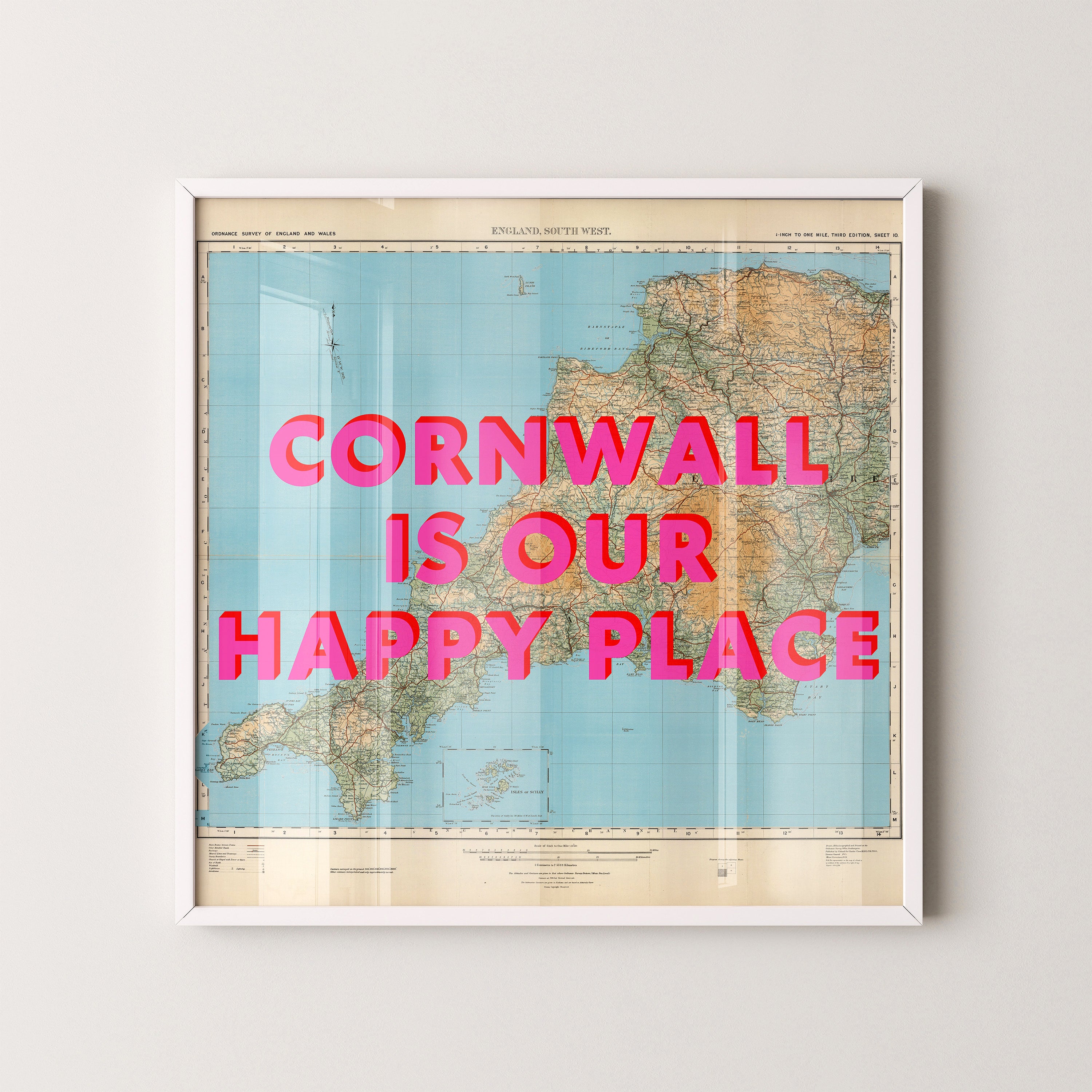 Cornwall Pop Art Map Print (square)