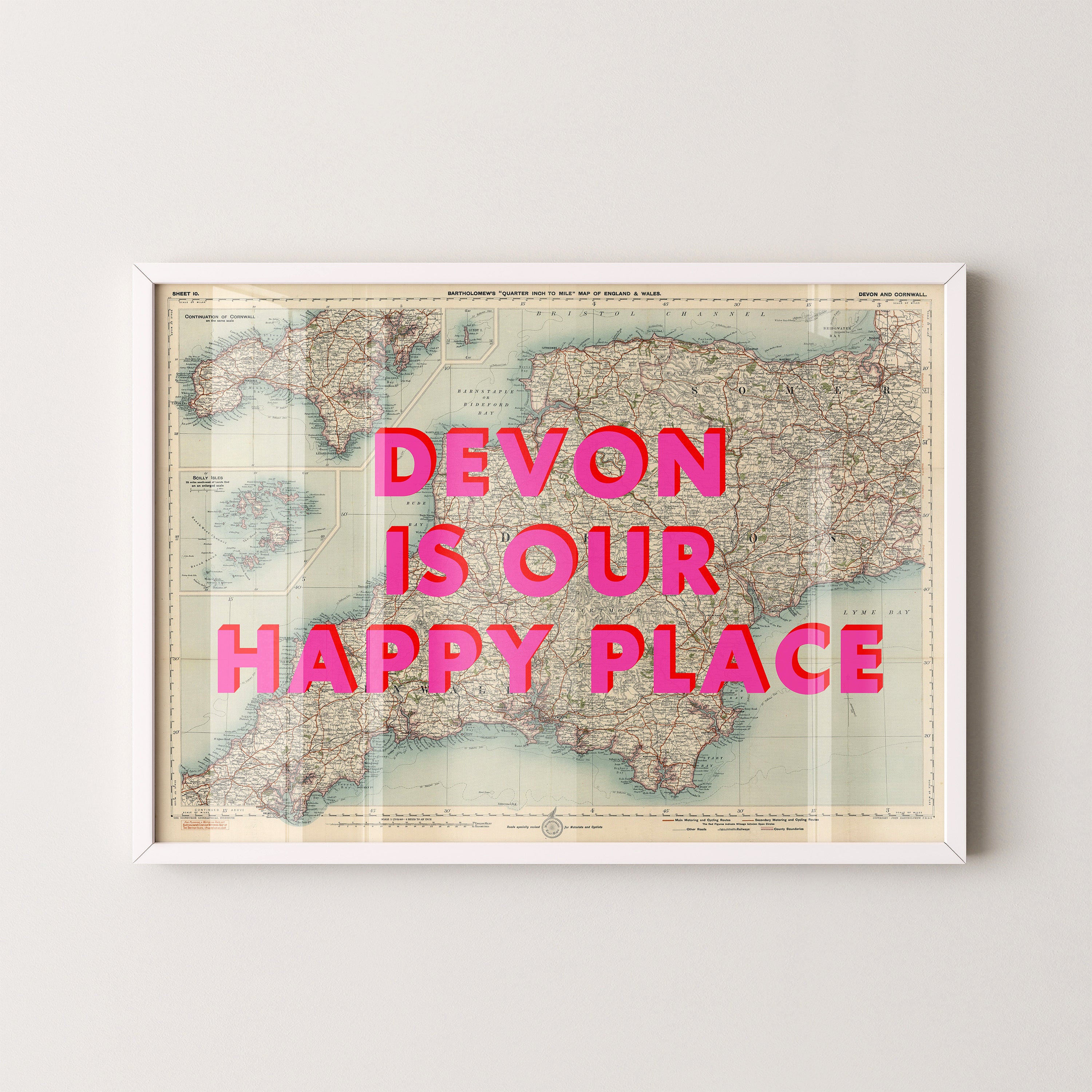 Devon Pop Art Map Print (landscape)