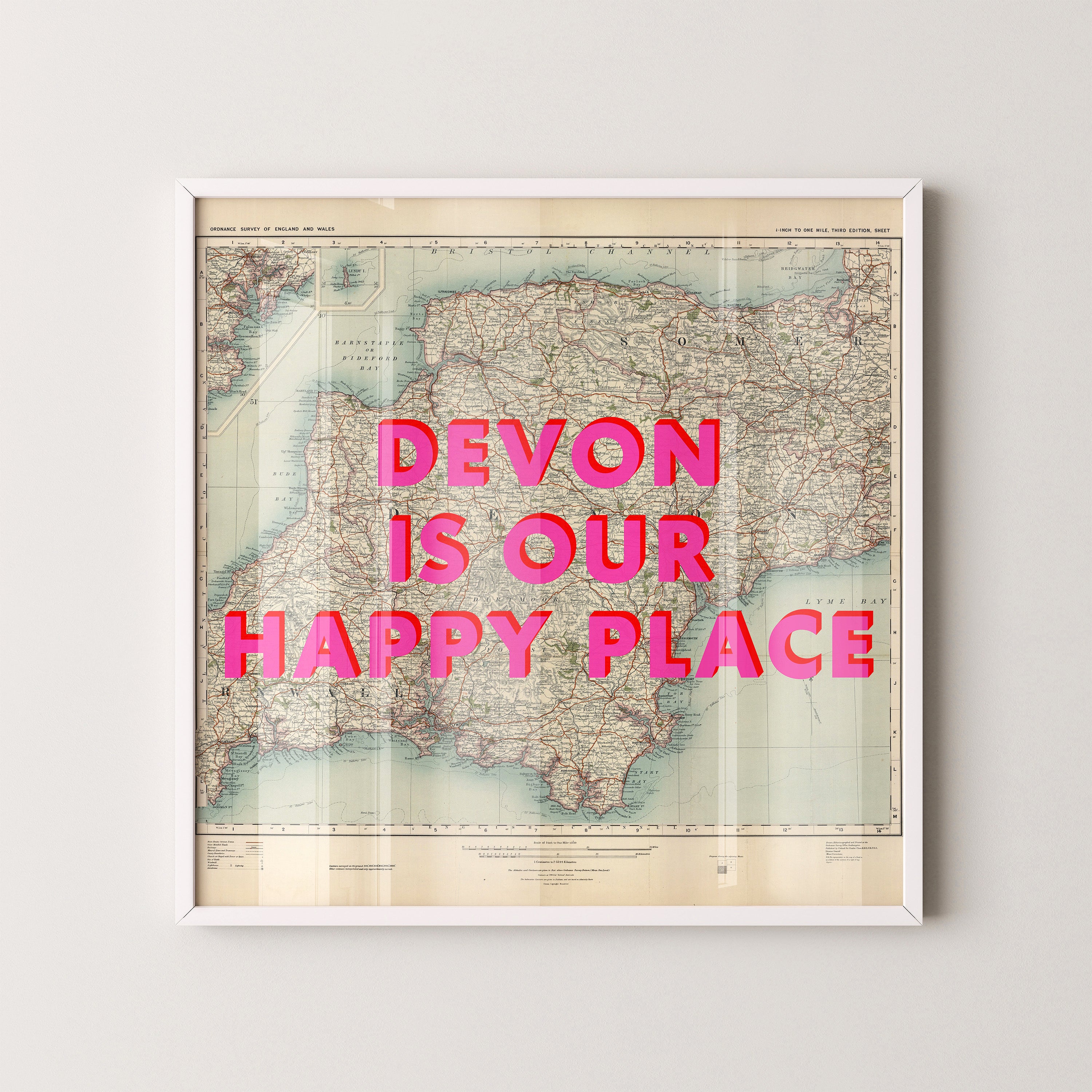 Devon Pop Art Map Print (square)