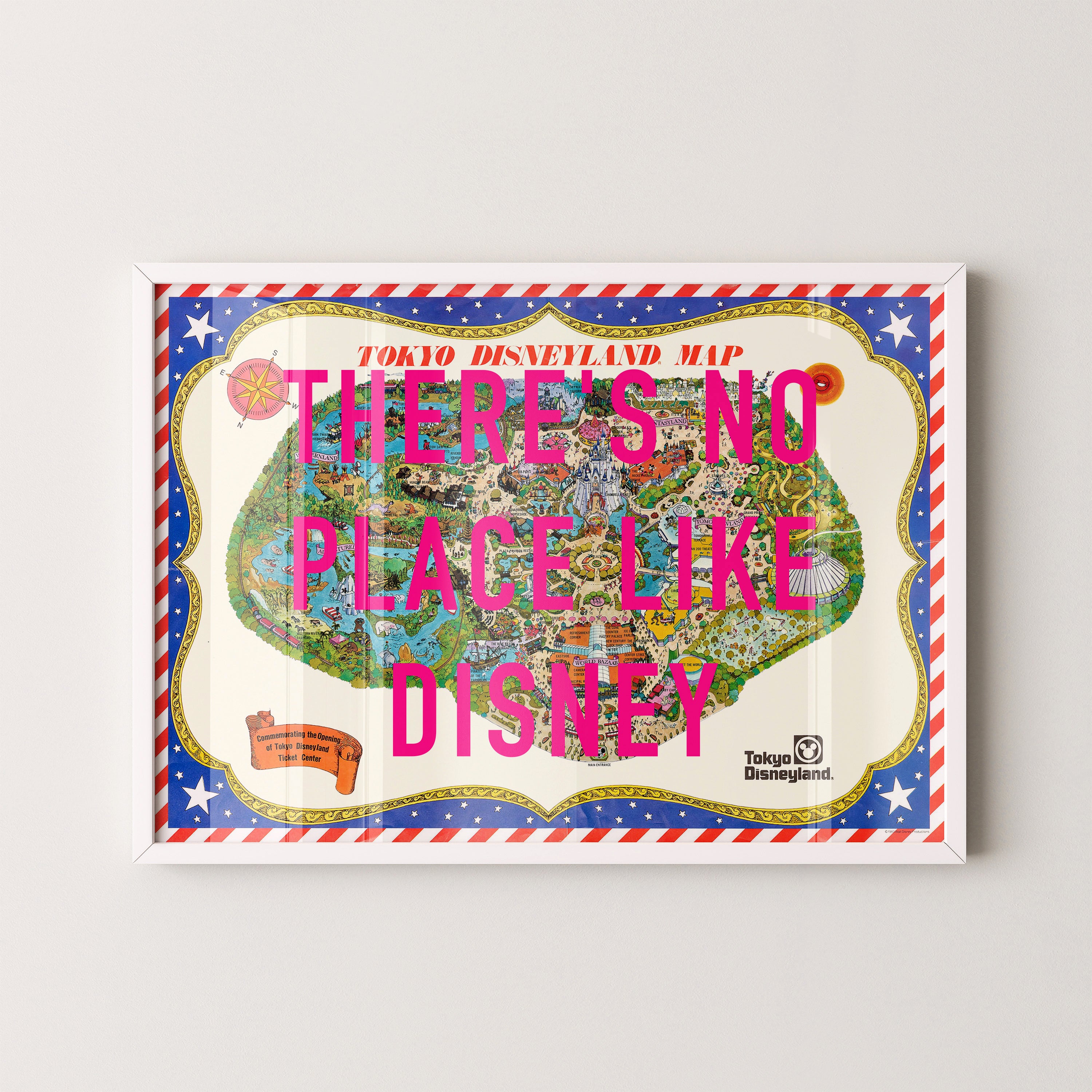 Disneyland Tokyo Theme Park Pop Art Map Print (landscape)