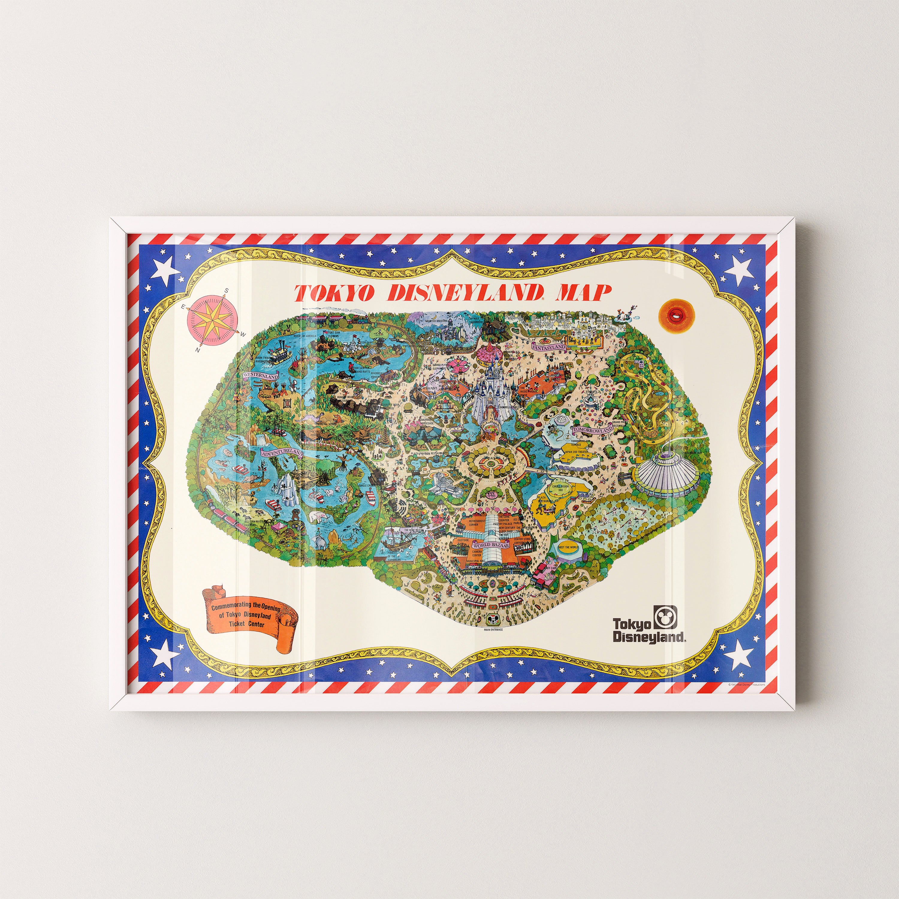 Disneyland Tokyo Theme Park Pop Art Map Print (landscape)