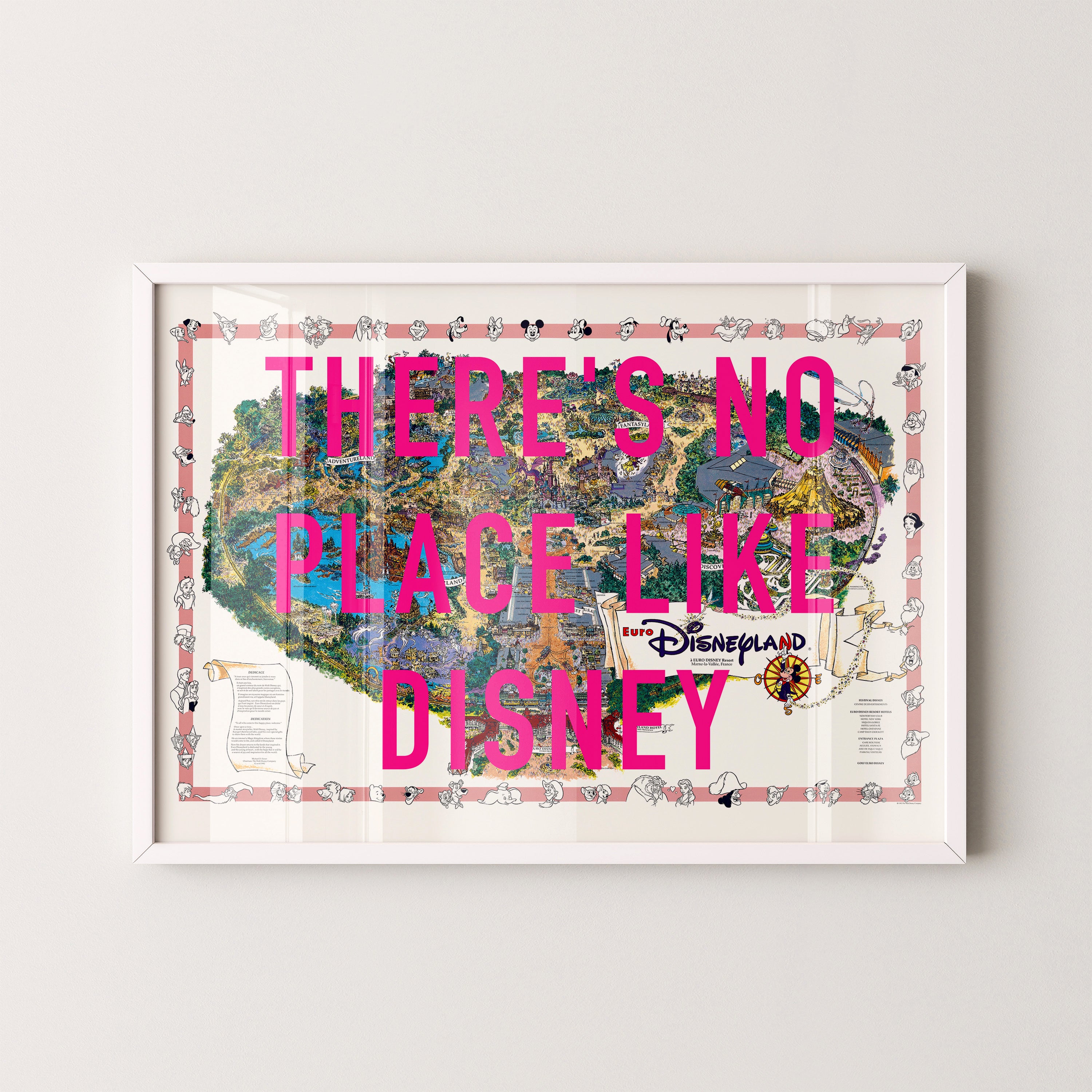 Disneyland Paris Theme Park Pop Art Map Print (landscape)