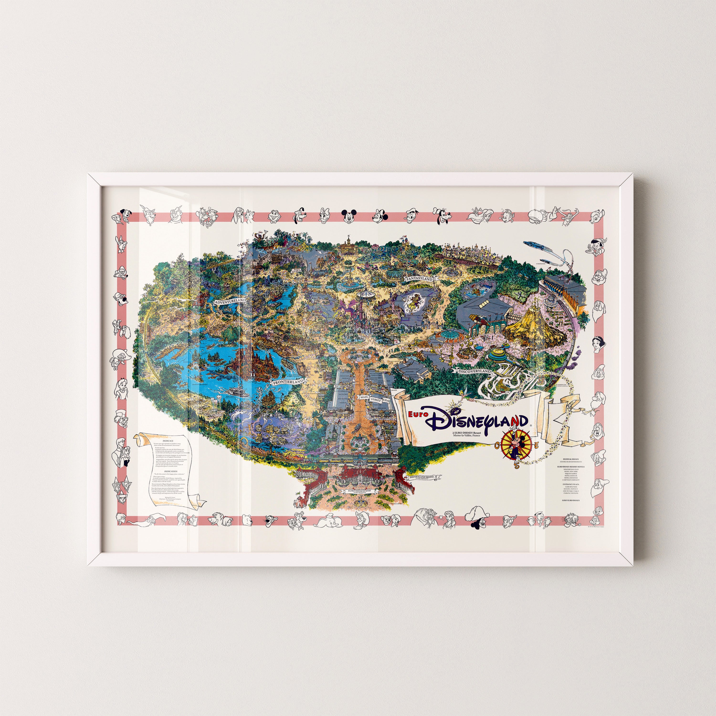 Disneyland Paris Theme Park Pop Art Map Print (landscape)