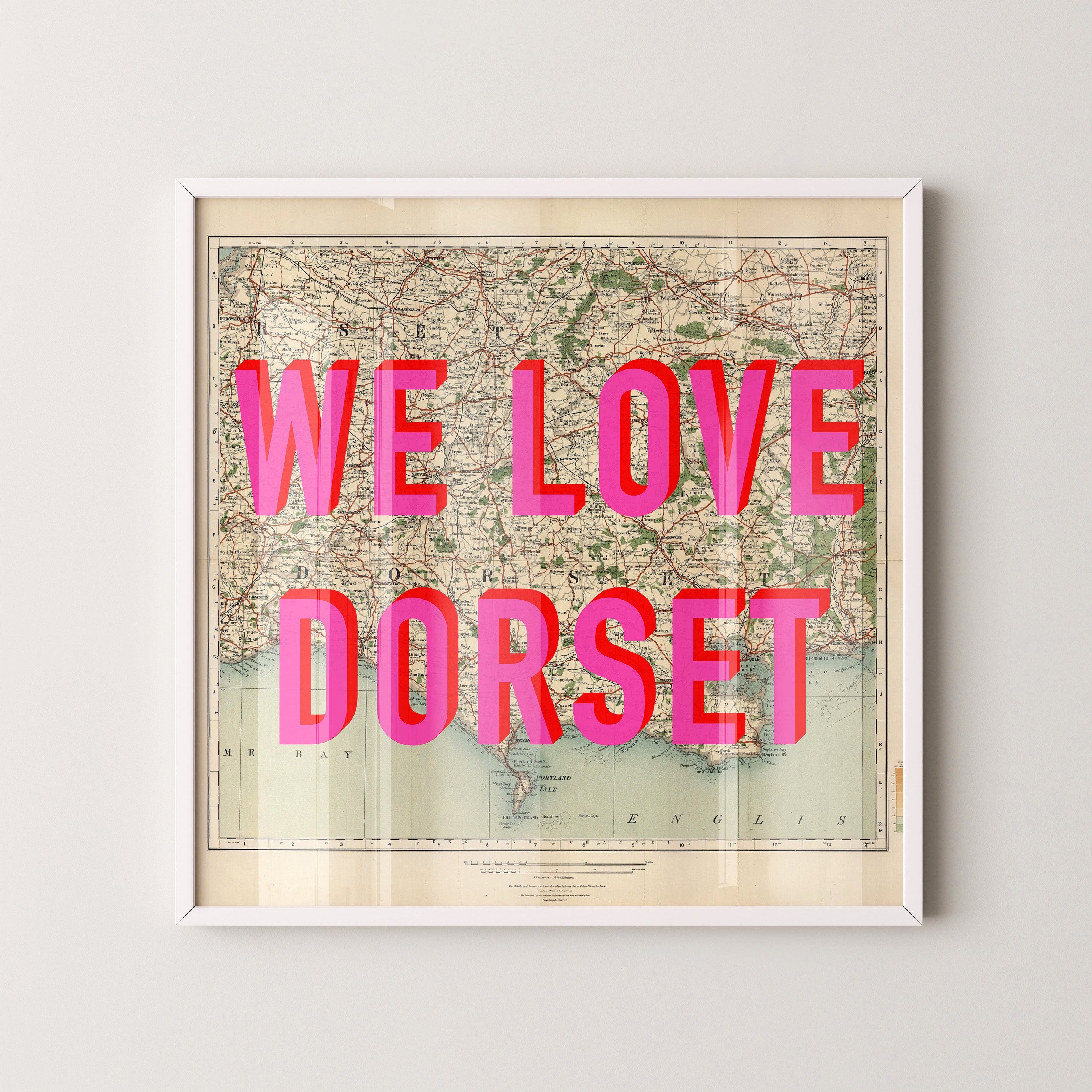 Dorset Pop Art Map Print (square)