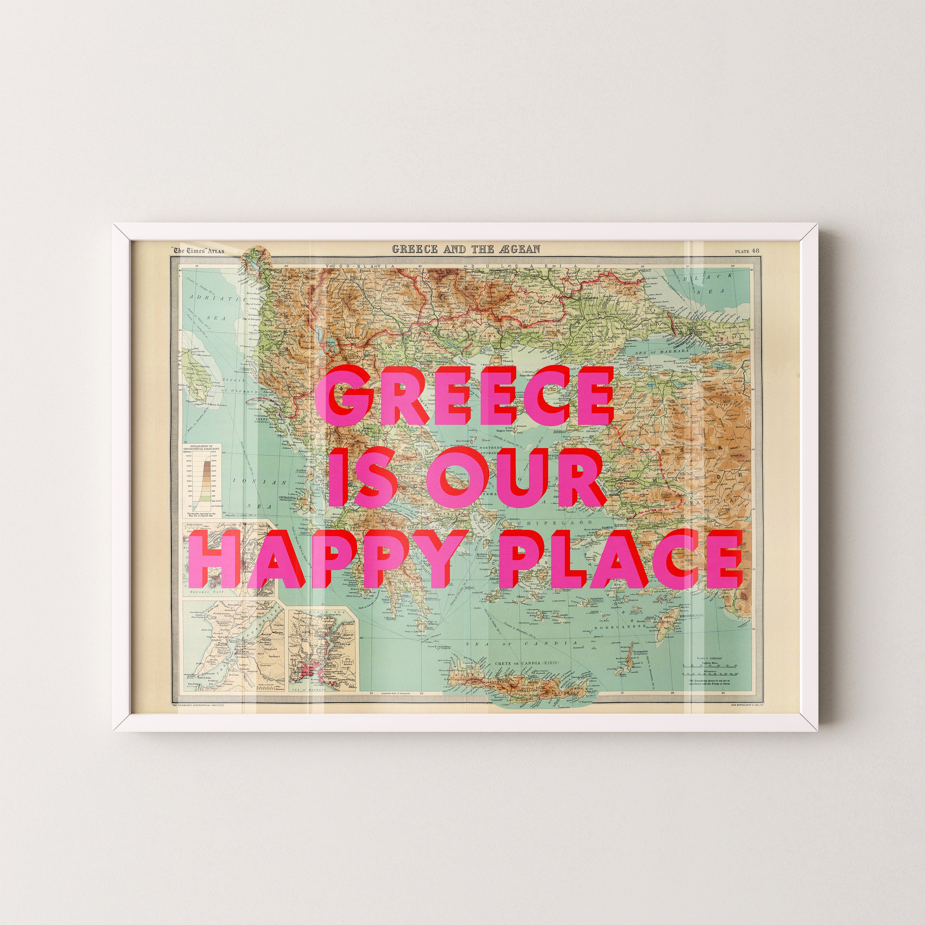 Greece Pop Art Map Print (landscape)